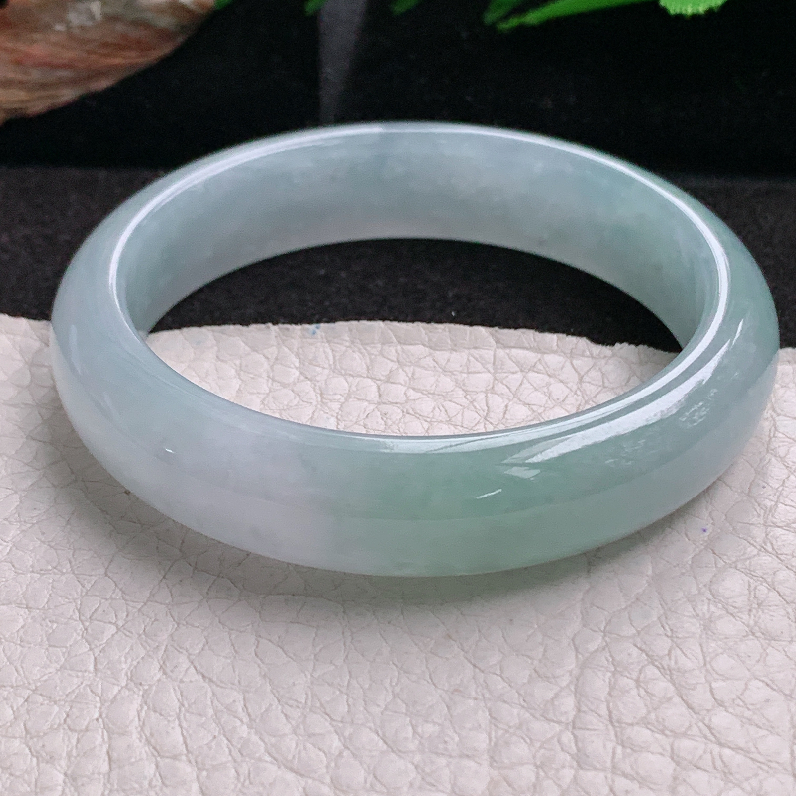 js冰润款55*13.8*7.3平安镯 天然缅甸翡翠a货手镯冰纯正圈玉镯子