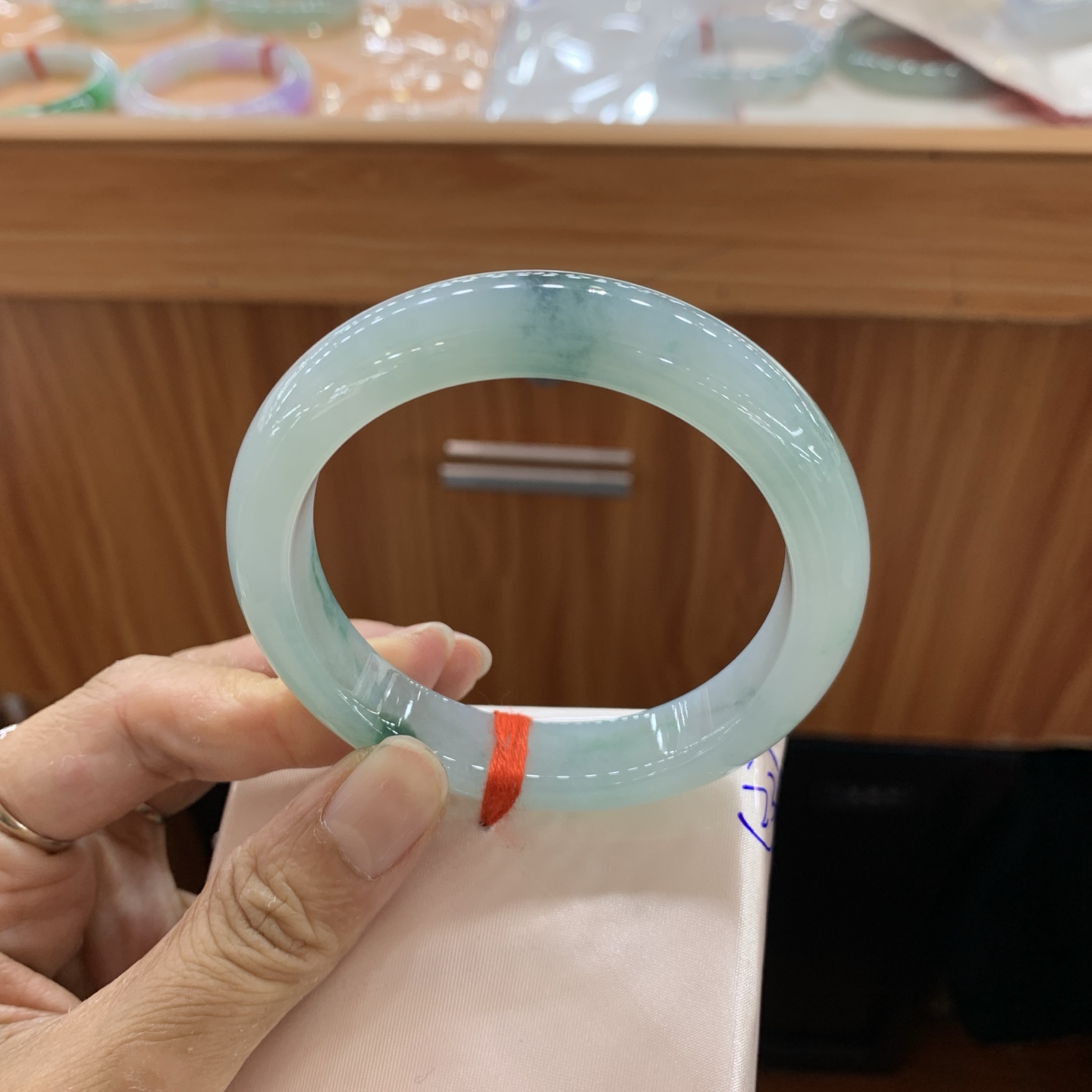 041523XY 冰飘花正圈翡翠手镯 57.5-12.5-8.5