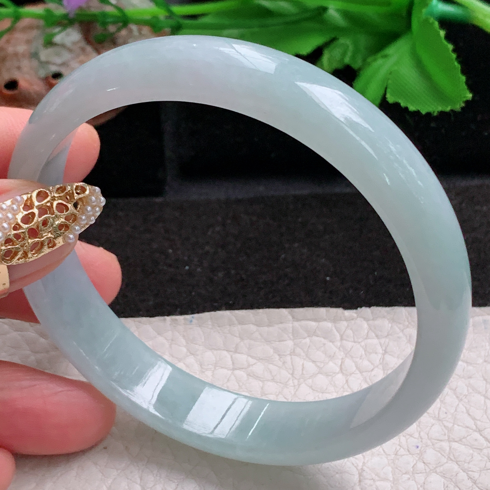 ee大圈口61*12.5*6.3平安镯 天然缅甸翡翠a货手镯冰晴正圈玉镯子