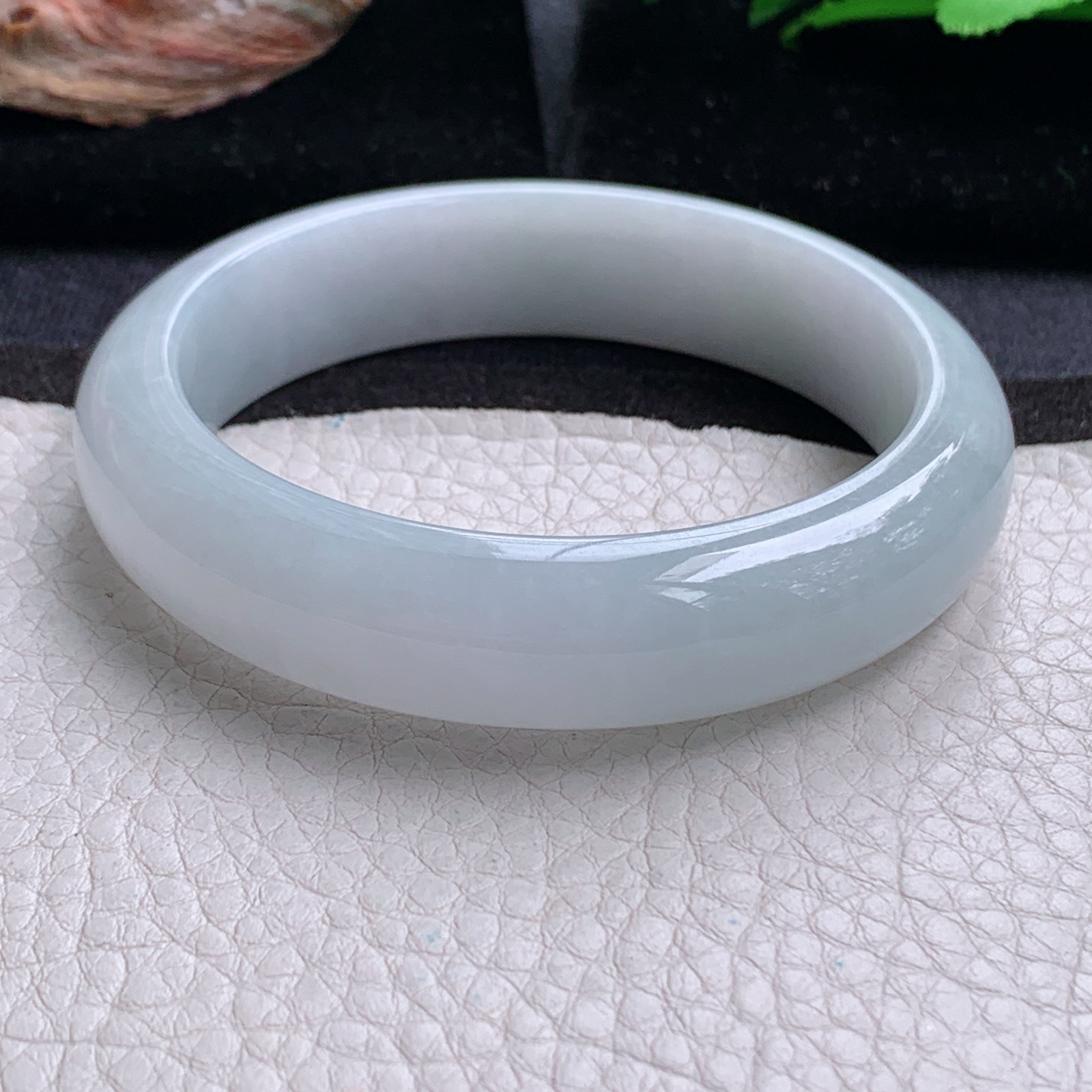 nr实拍57*14.3*8平安镯 天然缅甸翡翠a货手镯白月光纯美正圈玉镯子