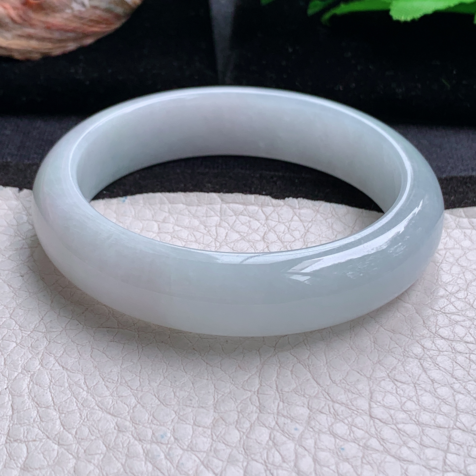 nr实拍57*14.3*8平安镯 天然缅甸翡翠a货手镯白月光纯美正圈玉镯子