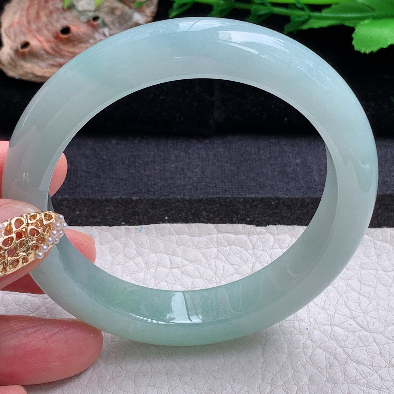 r冰晴款57*12.5*9.2平安镯 天然缅甸翡翠a货手镯冰润晴美正圈玉镯子