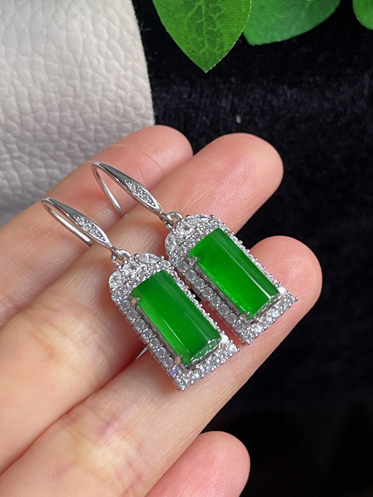 s925银 翡翠耳坠