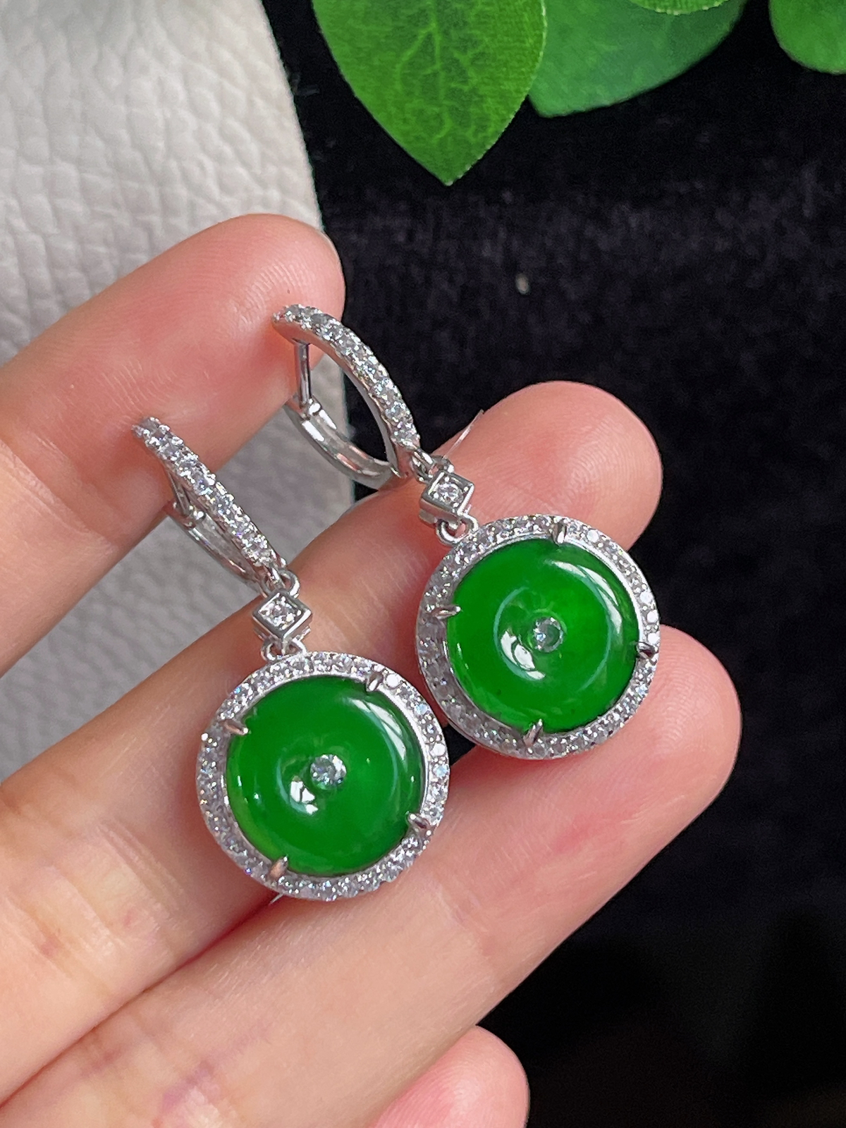 s925银 翡翠耳坠