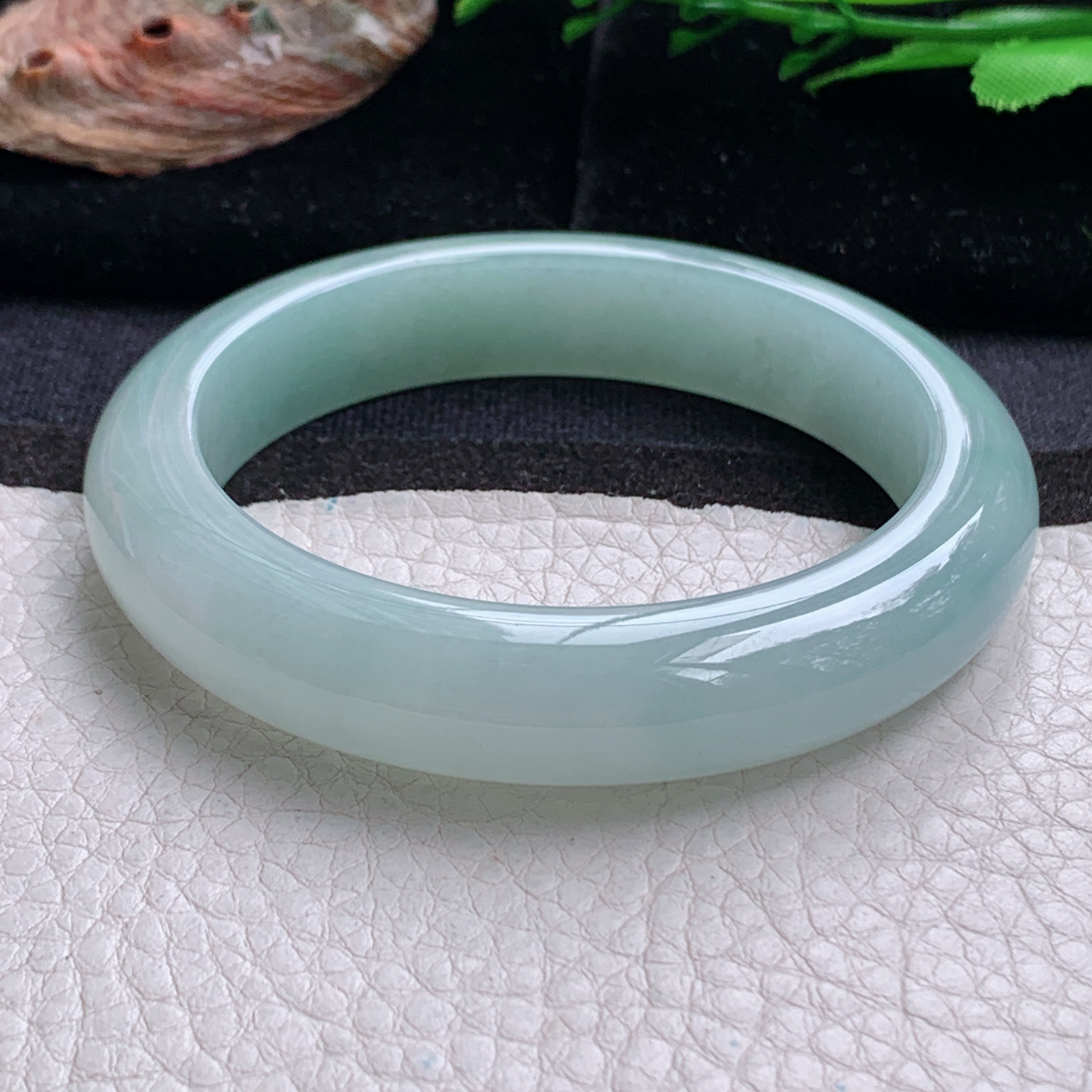 r冰晴款57*12.5*9.2平安镯 天然缅甸翡翠a货手镯冰润晴美正圈玉镯子