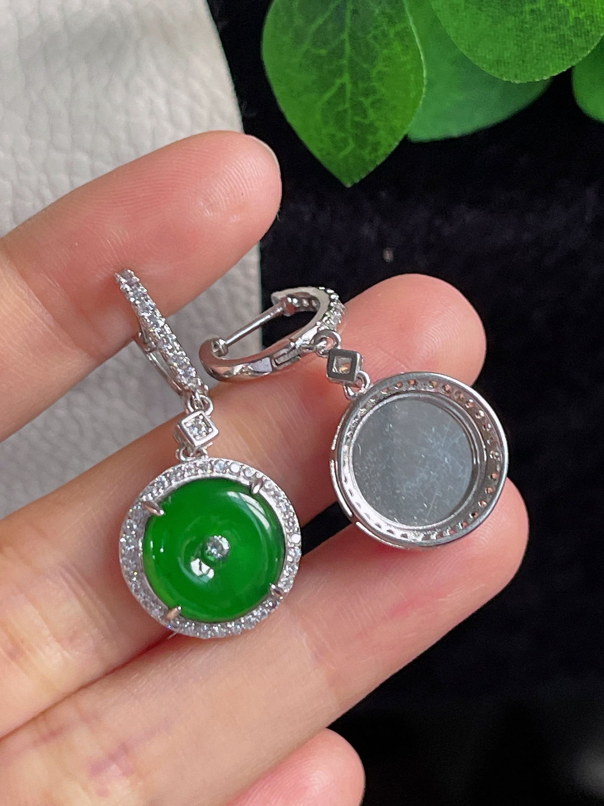 s925银 翡翠耳坠