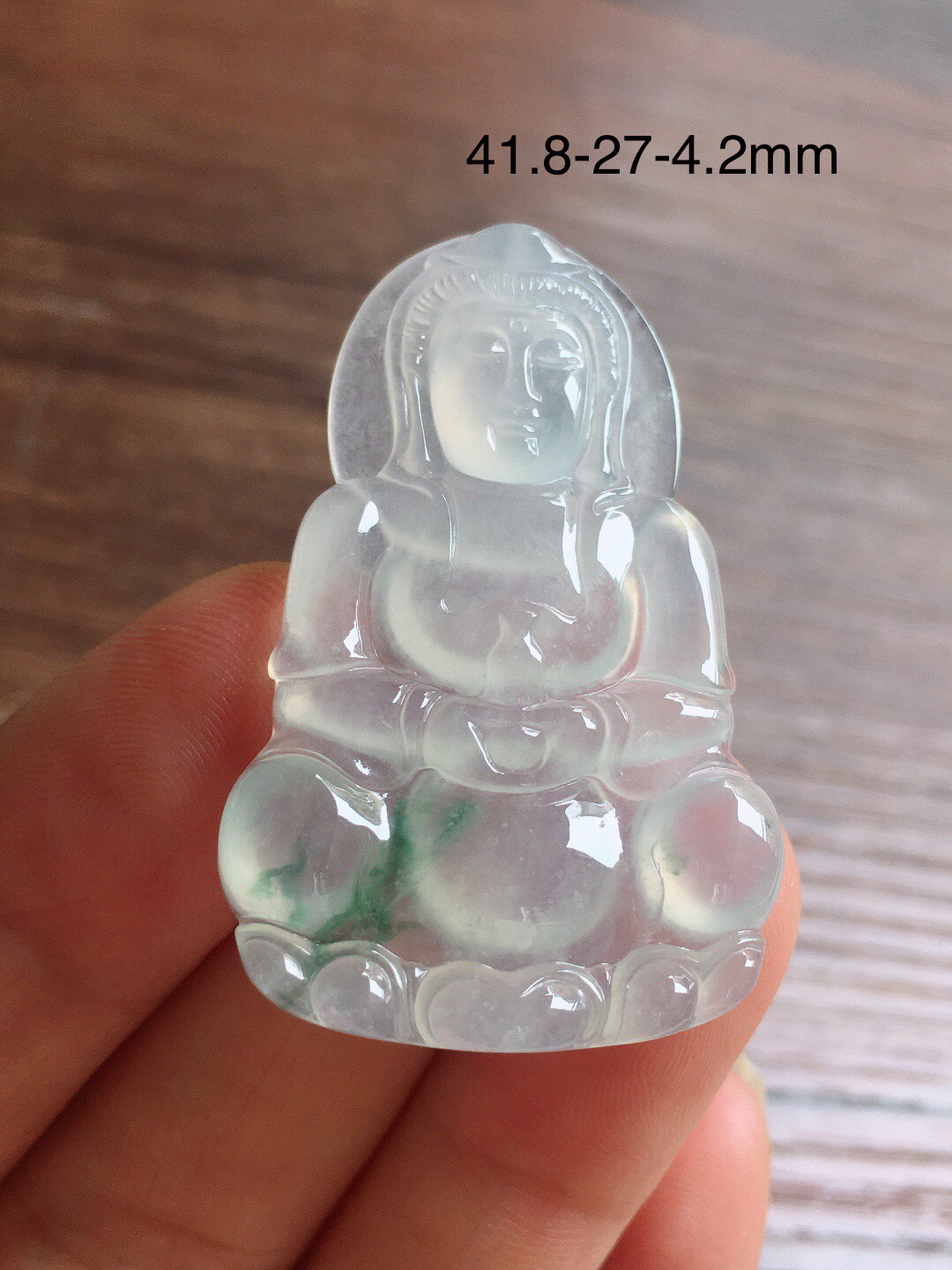 冰飘花观音，冰冰润润，玉质细腻，品相好，种水足，001 尺寸41.8*27*4.2