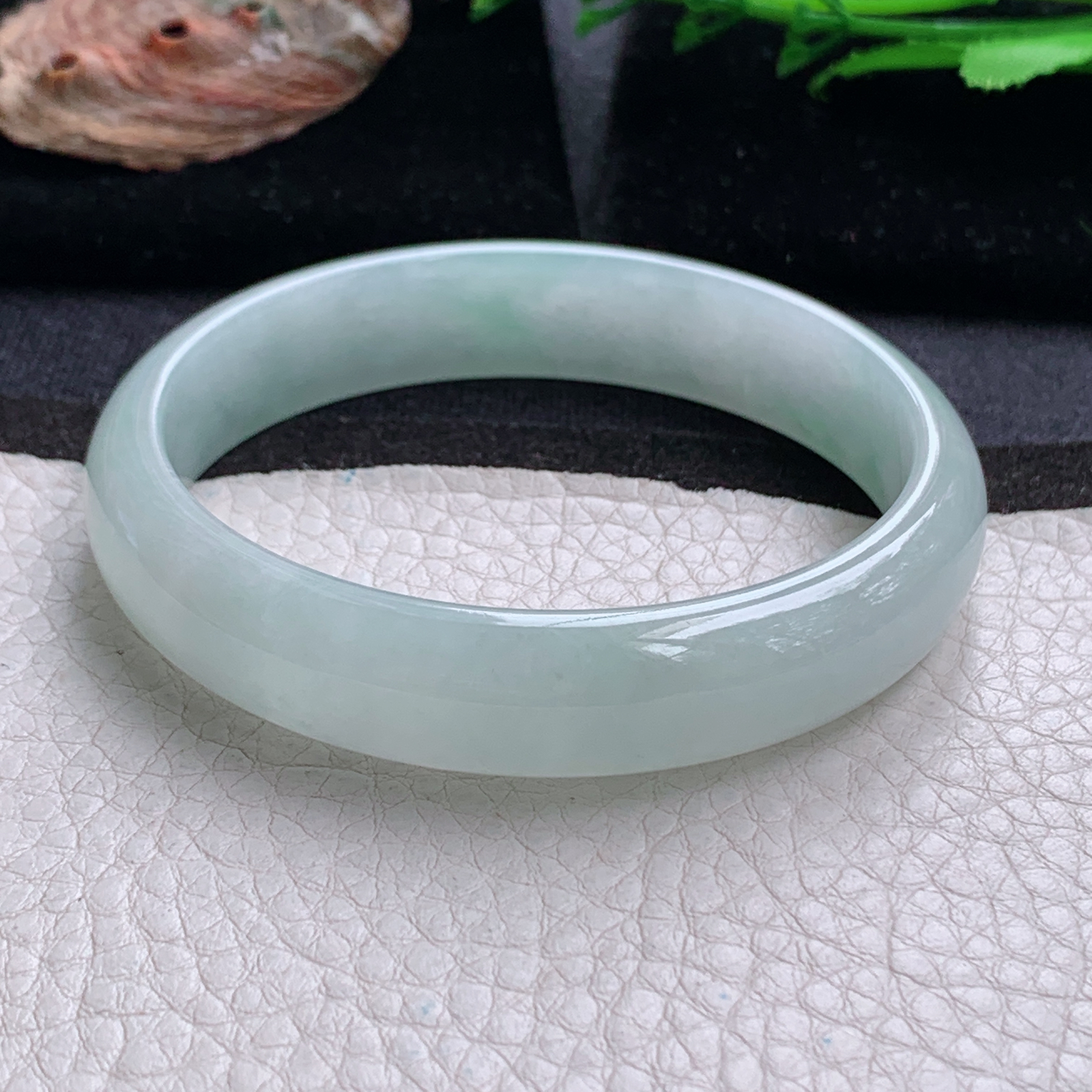 nr实拍59.5*13*6.5平安镯 天然缅甸翡翠a货手镯冰润浅绿正圈玉镯子