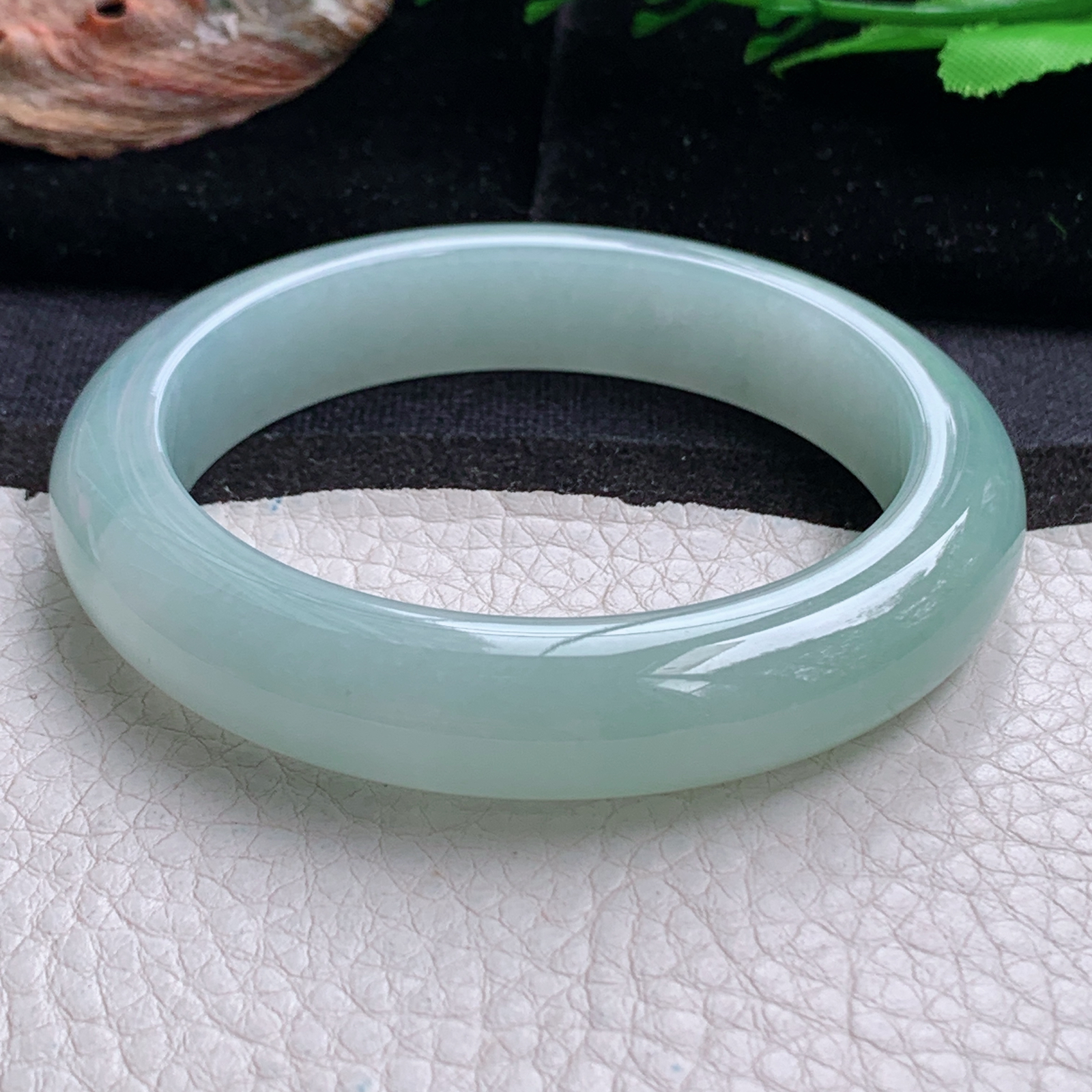 r冰晴款57*12.5*9.2平安镯 天然缅甸翡翠a货手镯冰润晴美正圈玉镯子