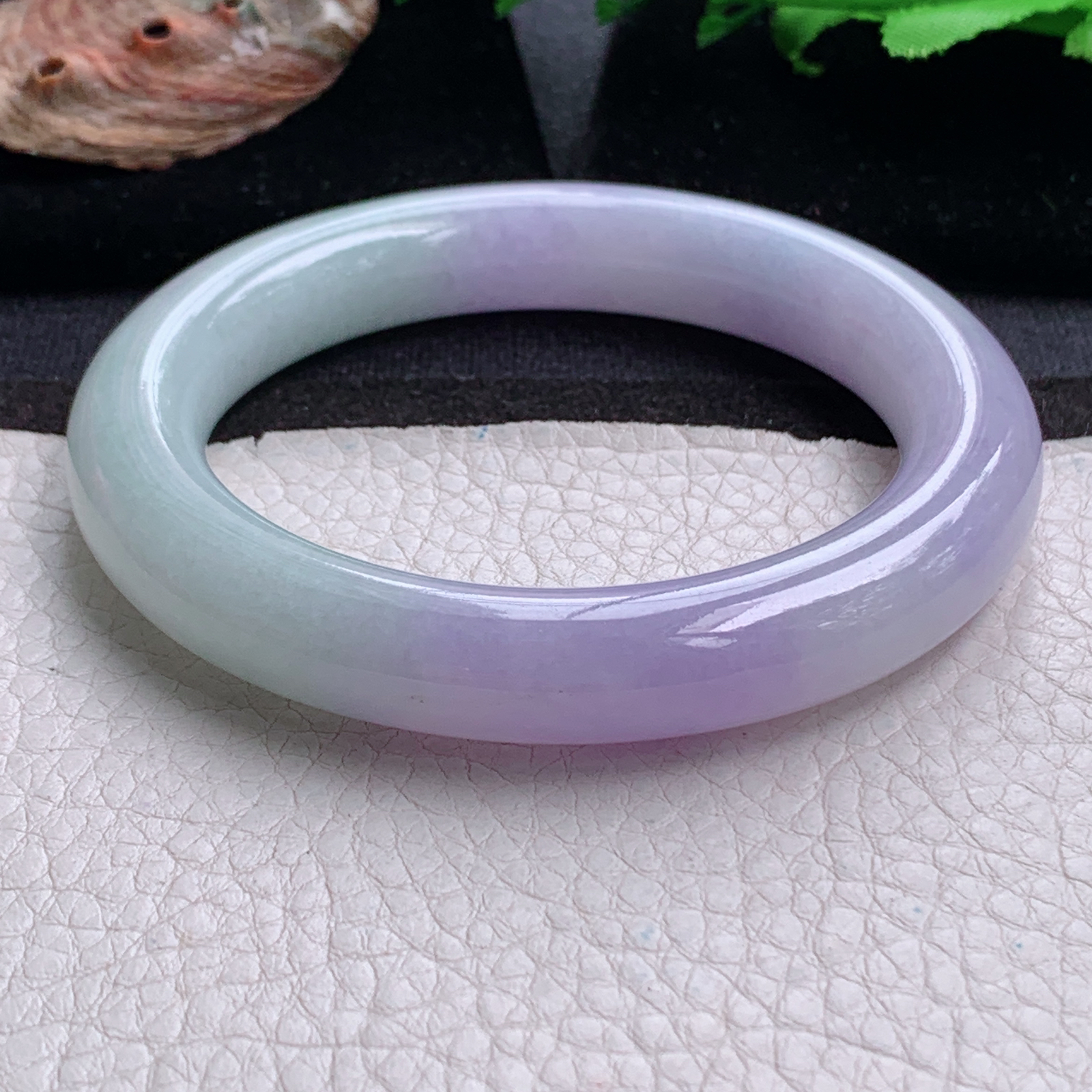 xc招财款59.5*12*11.8美人镯 天然缅甸翡翠a货手半山水春带彩圆条玉镯子