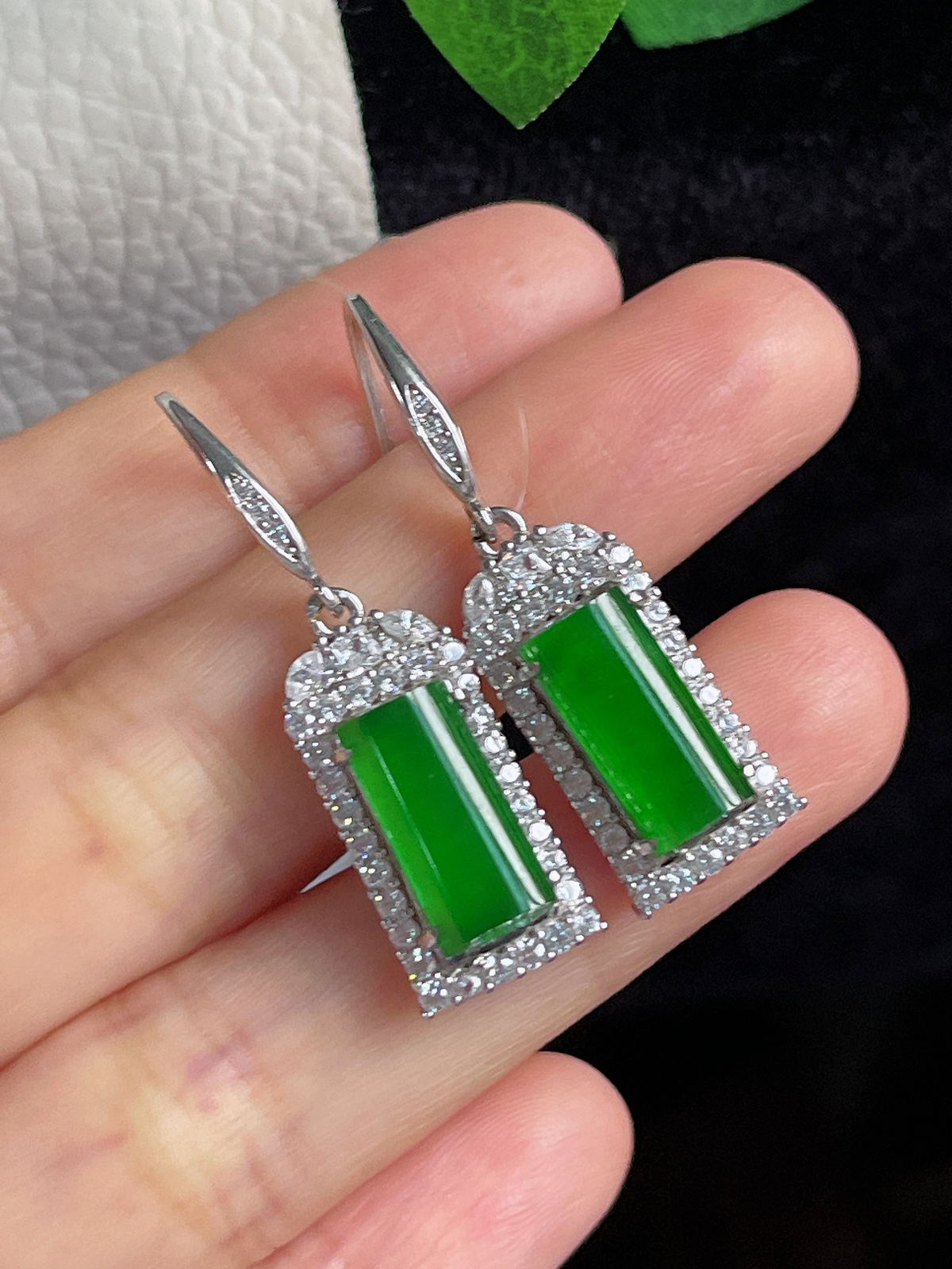 s925银 翡翠耳坠