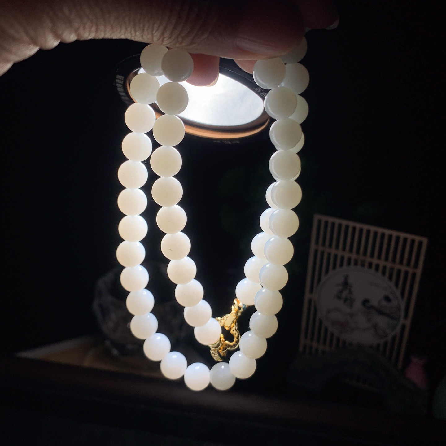 新疆和田玉白玉羊脂白项链 妈妈链！单颗尺寸8！玉质细腻油润 脂粉好，品质好！lt260415