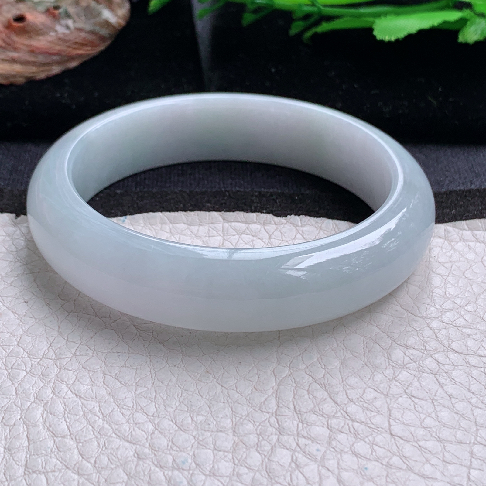 nr实拍57*14.3*8平安镯 天然缅甸翡翠a货手镯白月光纯美正圈玉镯子