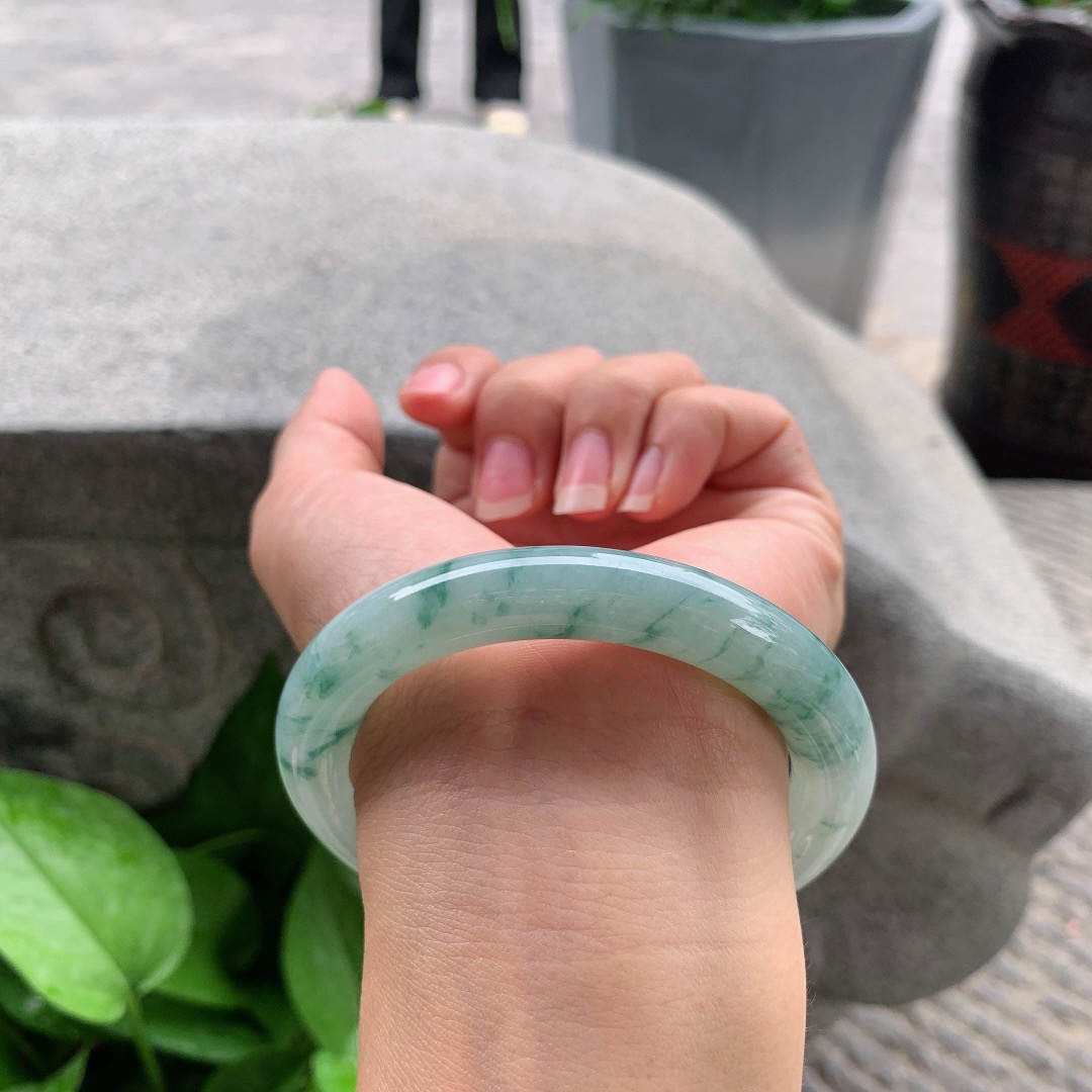 圈口56.4-10.6 【飘花圆条手镯】圆条56 57可戴