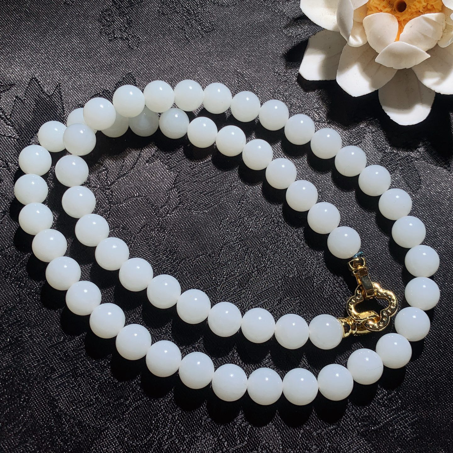 新疆和田玉白玉羊脂白项链 妈妈链！单颗尺寸8！玉质细腻油润 脂粉好，品质好！lt260415