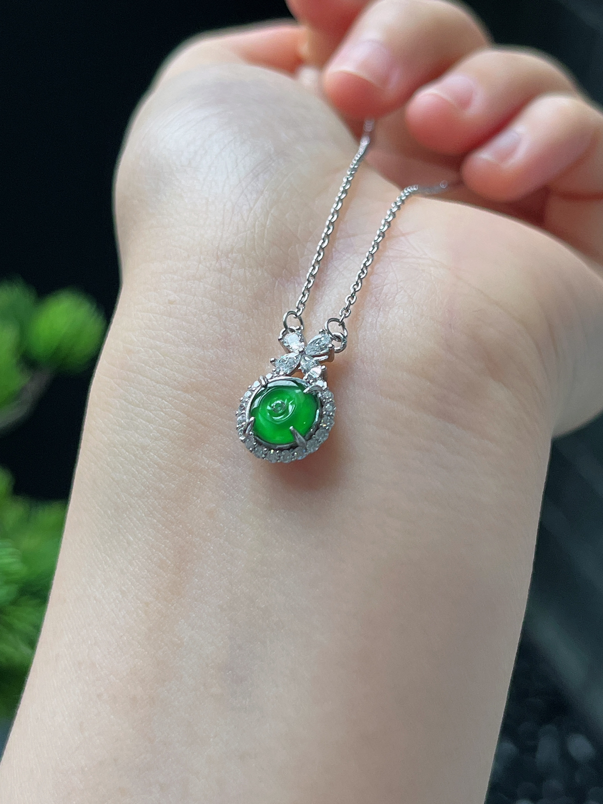 s925银翡翠项链