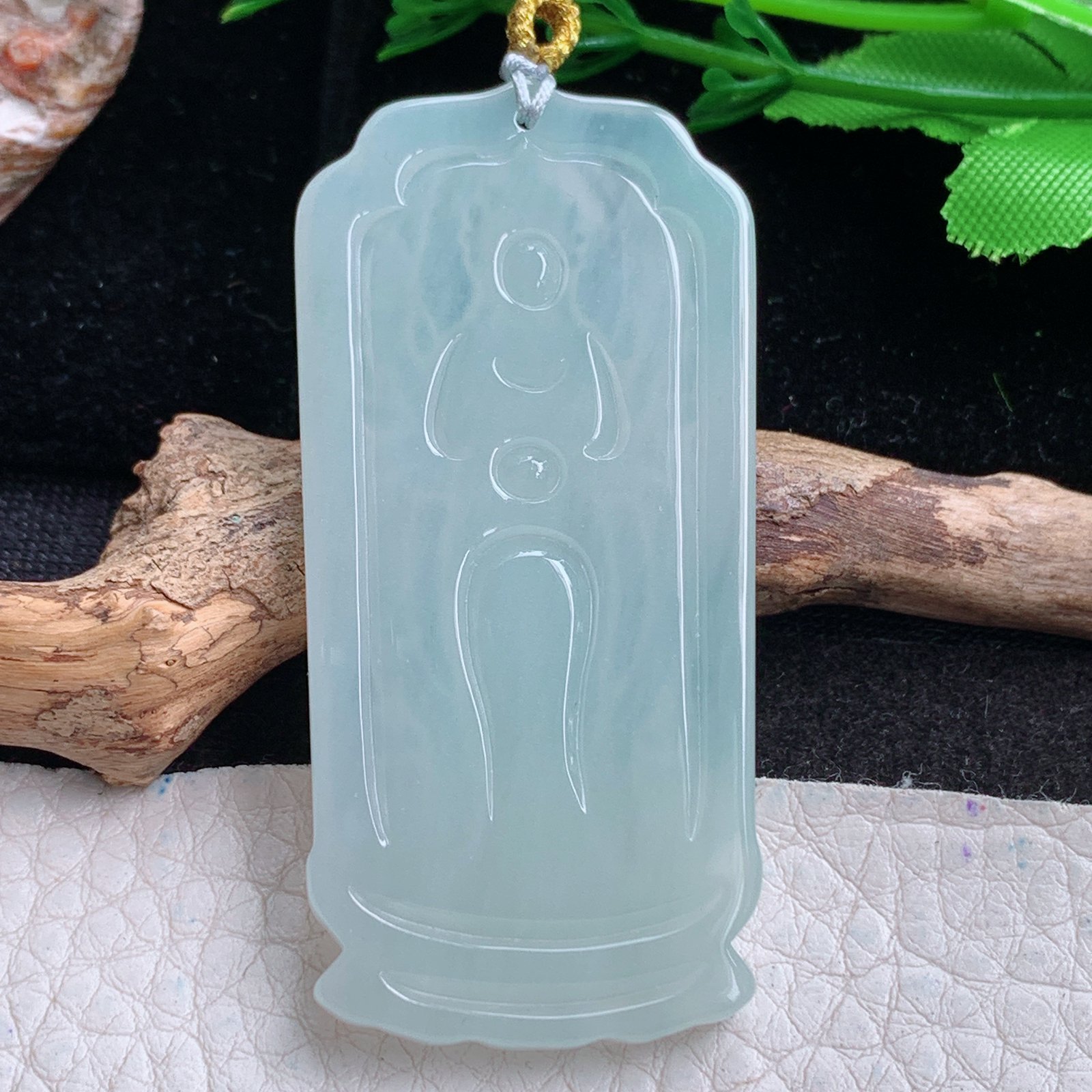 rp实拍57.6*28.3*5天然缅甸翡翠冰润千手观音 玉观音玉吊坠 玉挂件