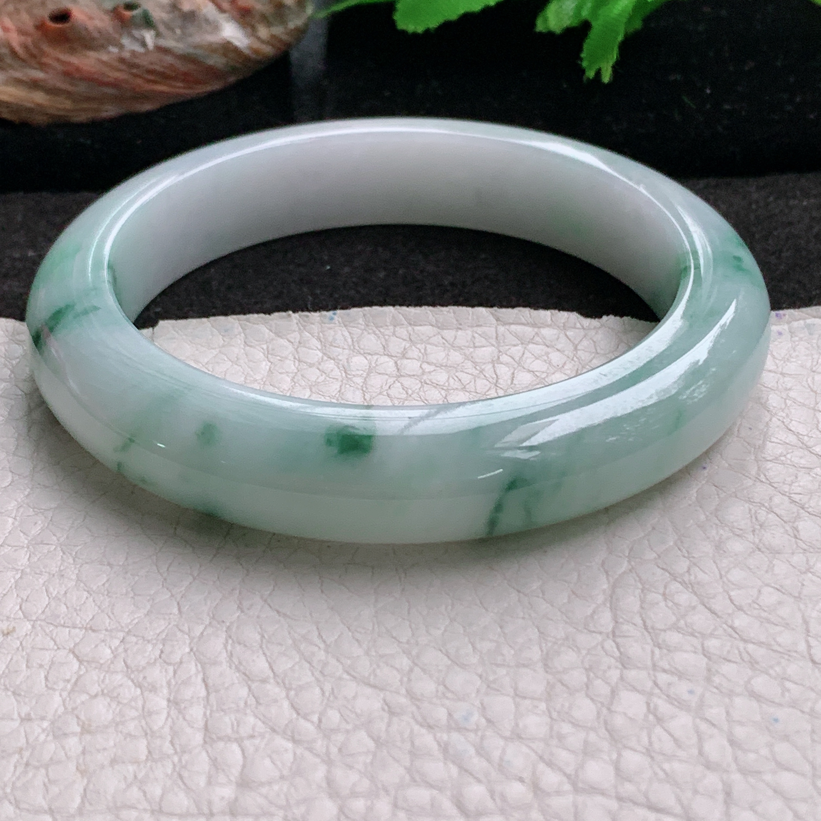 ee大圈口60.3*12.6*9.5平安镯 天然缅甸翡翠a货手镯飘花正圈厚装玉镯子