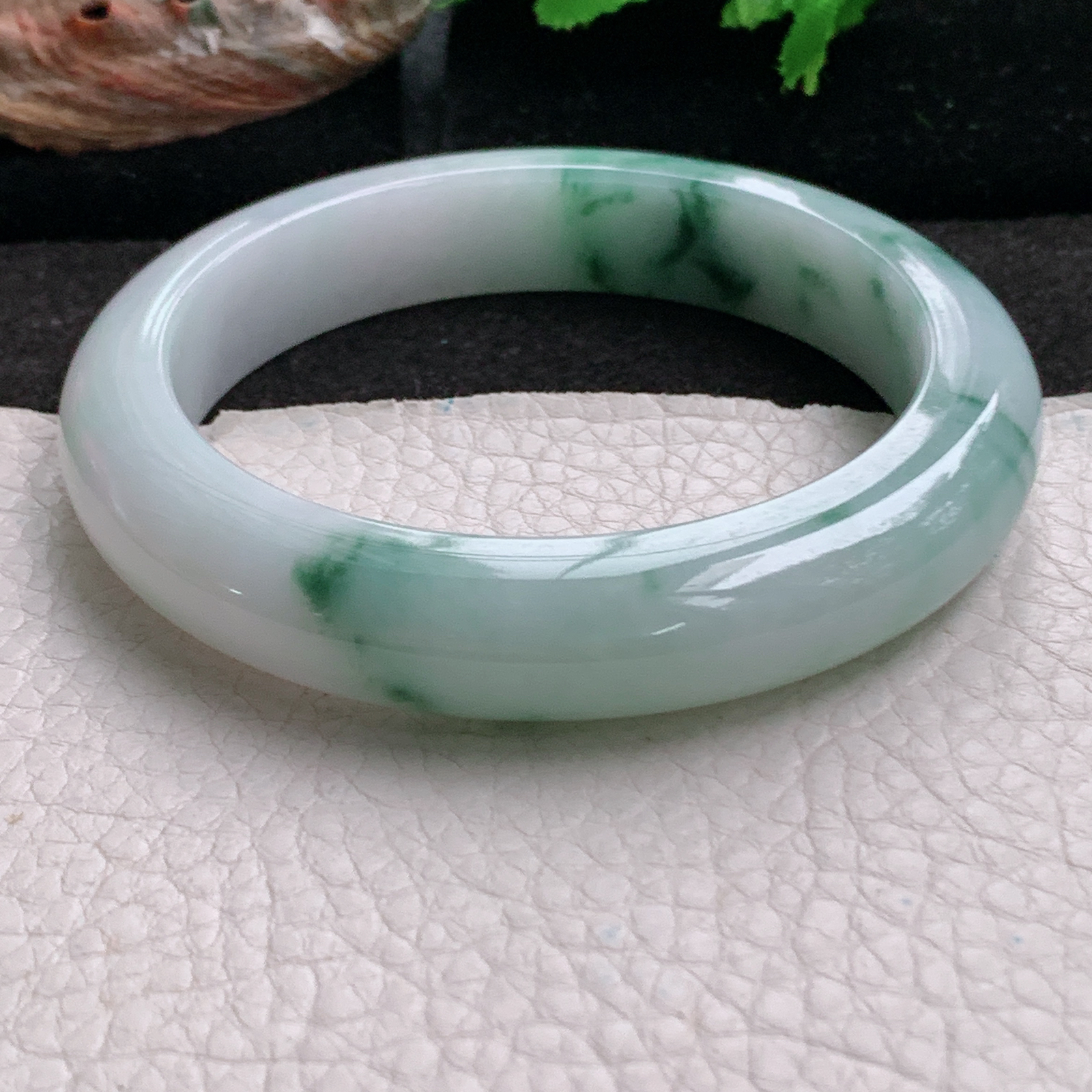 ee大圈口60.3*12.6*9.5平安镯 天然缅甸翡翠a货手镯飘花正圈厚装玉镯子