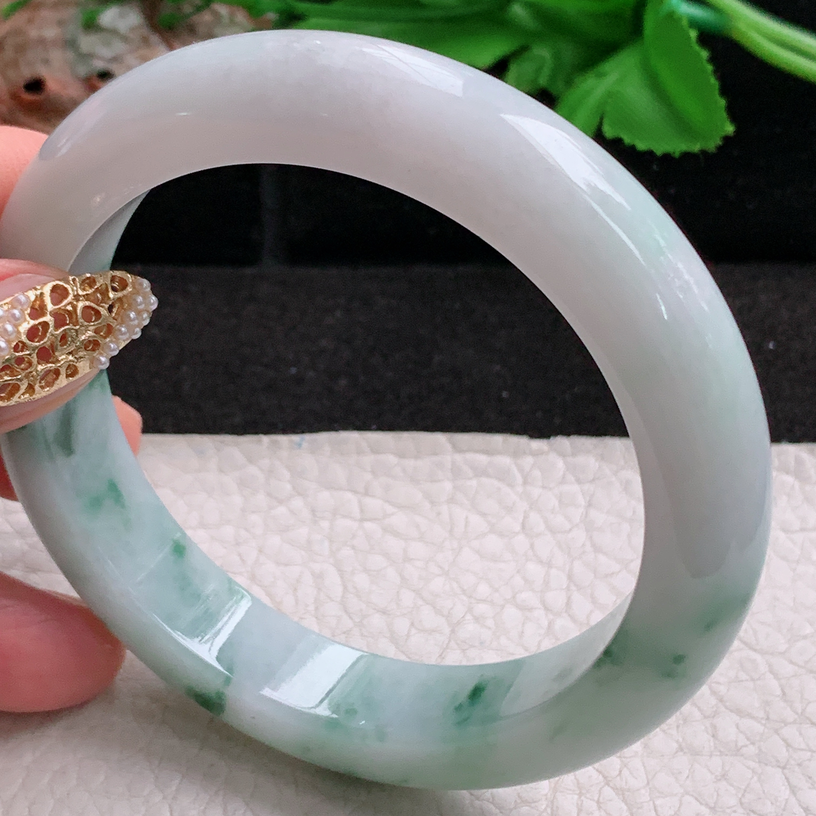 ee大圈口60.3*12.6*9.5平安镯 天然缅甸翡翠a货手镯飘花正圈厚装玉镯子