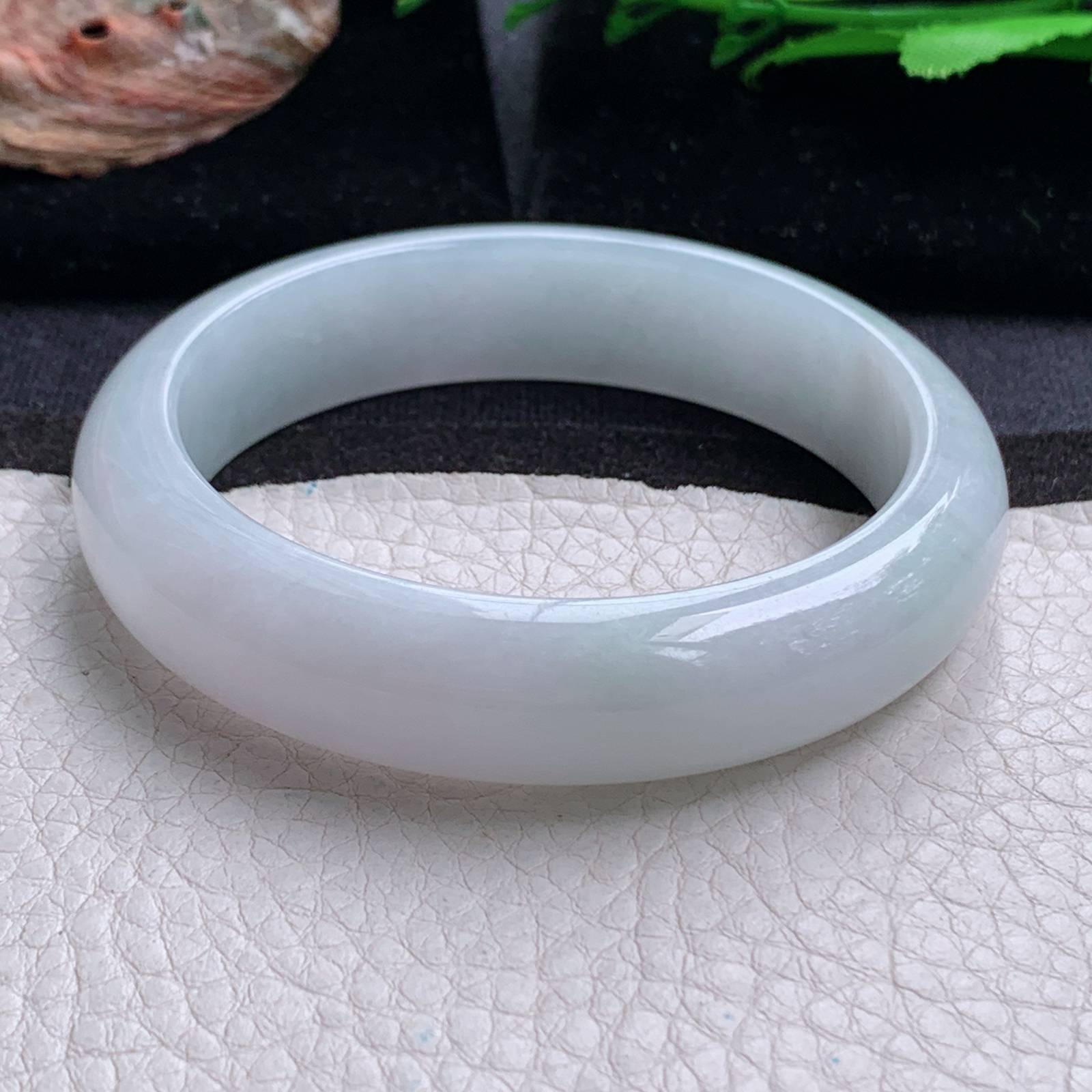 nr实拍57*14.3*8平安镯 天然缅甸翡翠a货手镯白月光纯美正圈玉镯子