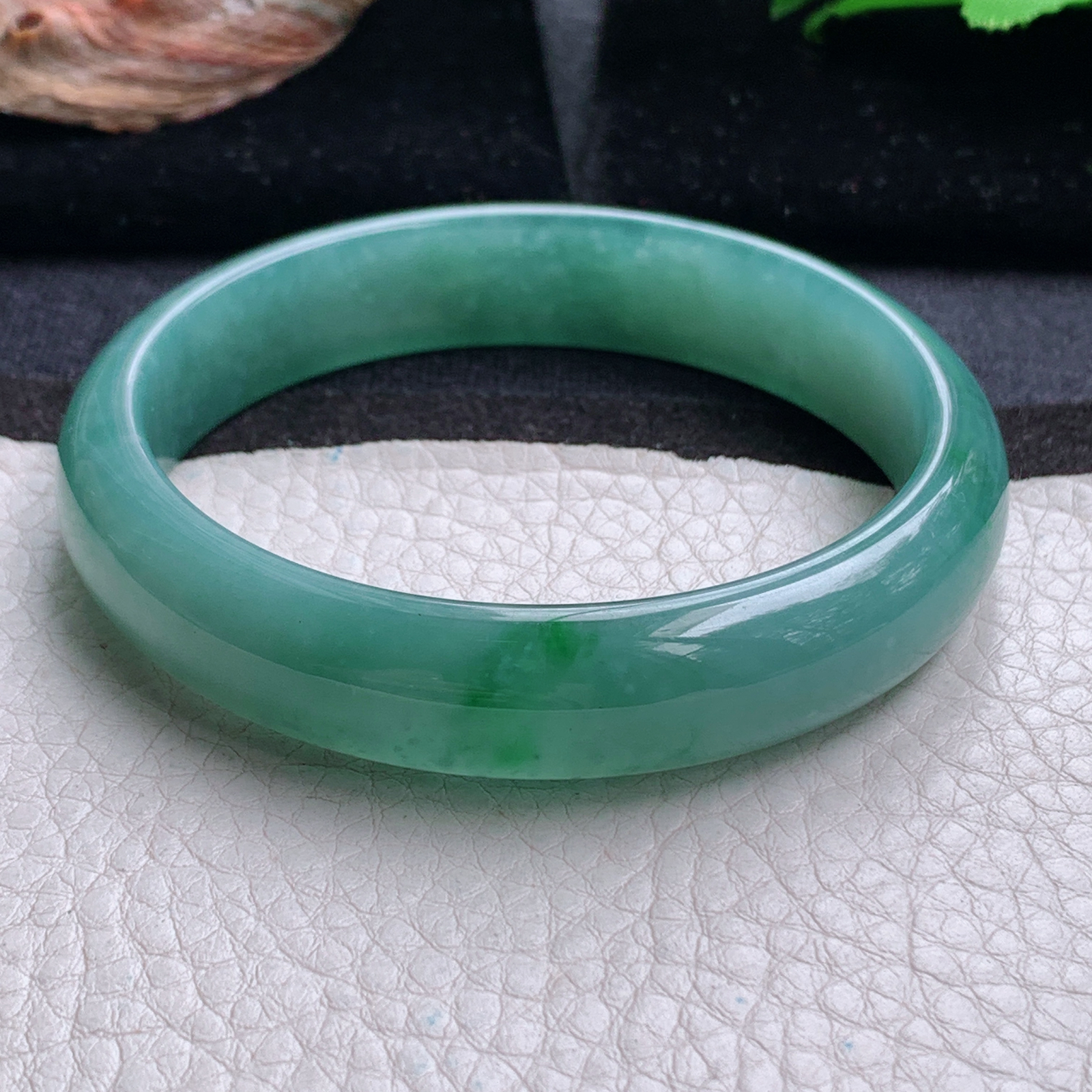 nr实拍59.5*13.3*7平安镯 天然翡翠a货手镯冰蓝绿正圈玉镯子