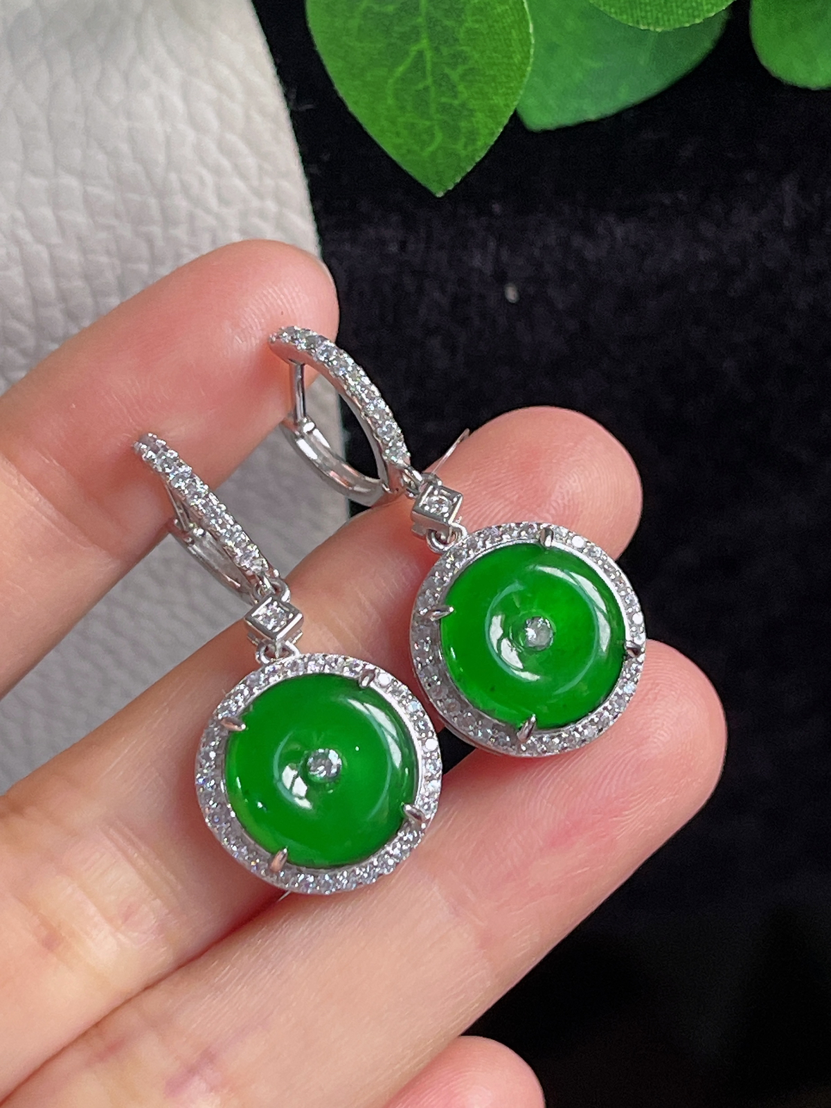 s925银 翡翠耳坠