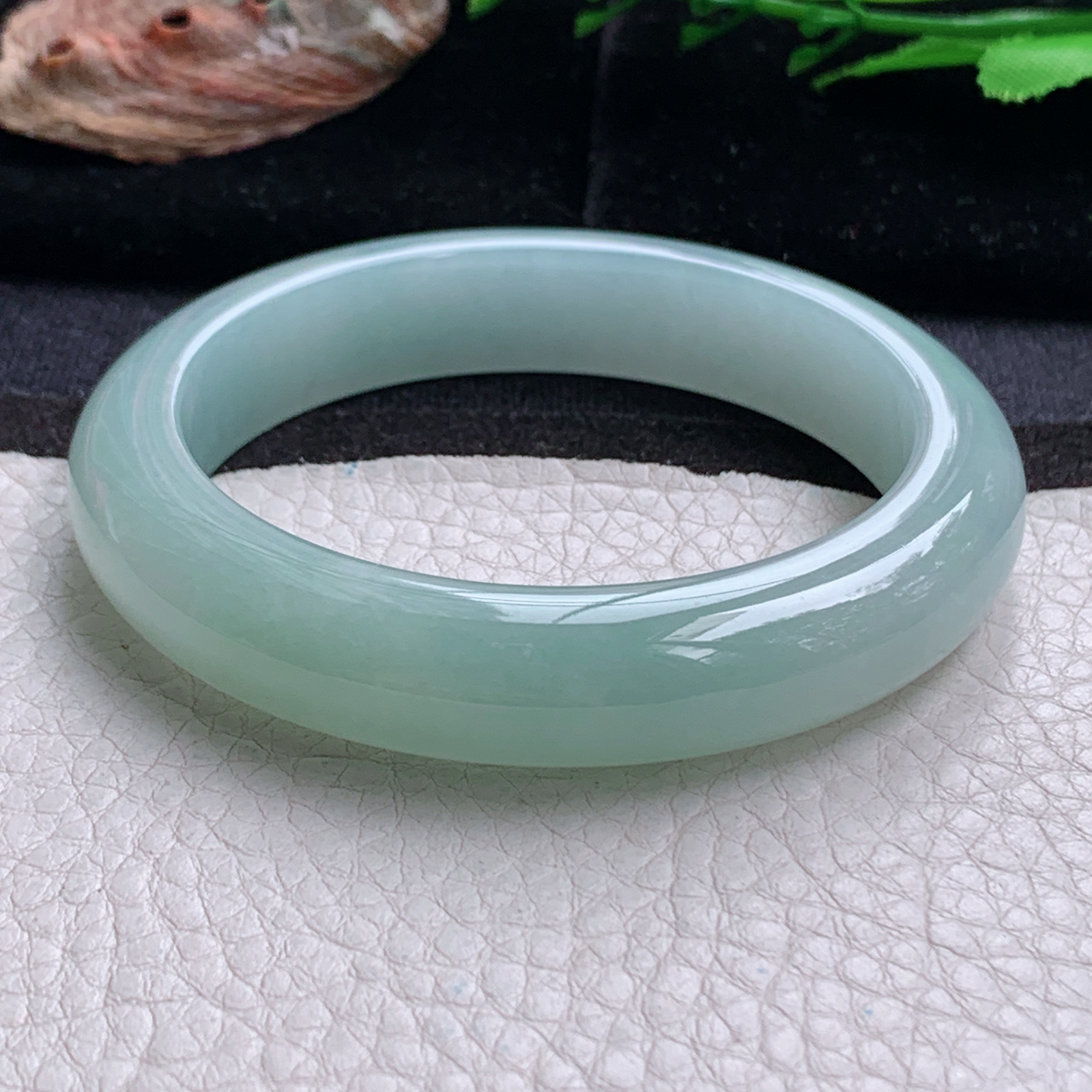 r冰晴款57*12.5*9.2平安镯 天然缅甸翡翠a货手镯冰润晴美正圈玉镯子