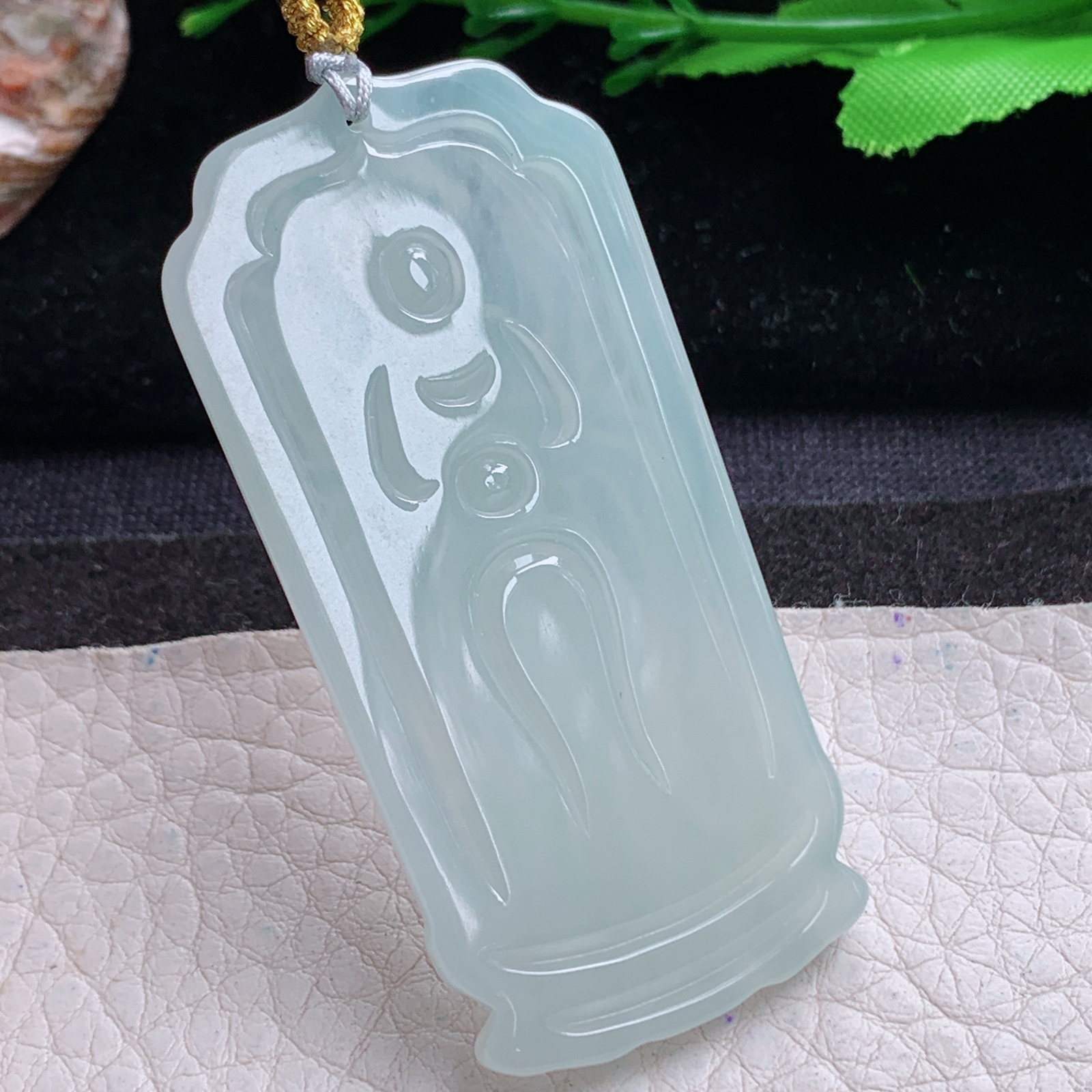 rp实拍57.6*28.3*5天然缅甸翡翠冰润千手观音 玉观音玉吊坠 玉挂件