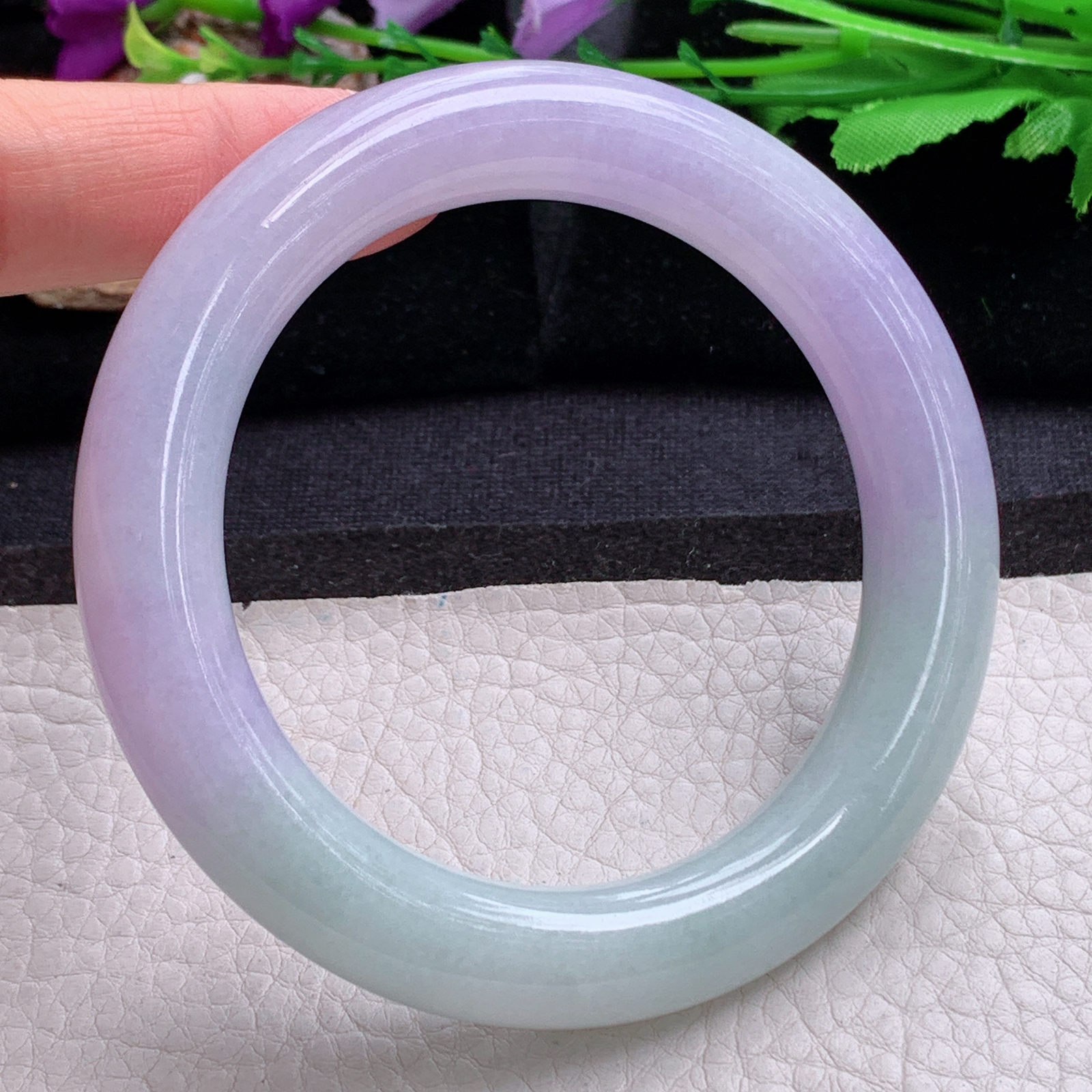 xc招财款59.5*12*11.8美人镯 天然缅甸翡翠a货手半山水春带彩圆条玉镯子