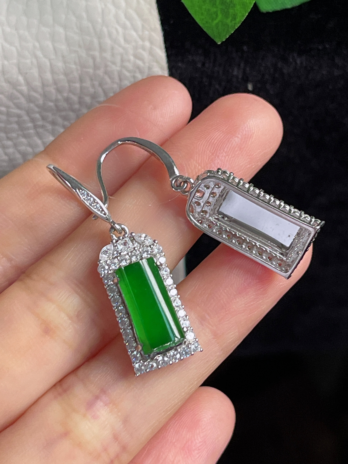 s925银 翡翠耳坠