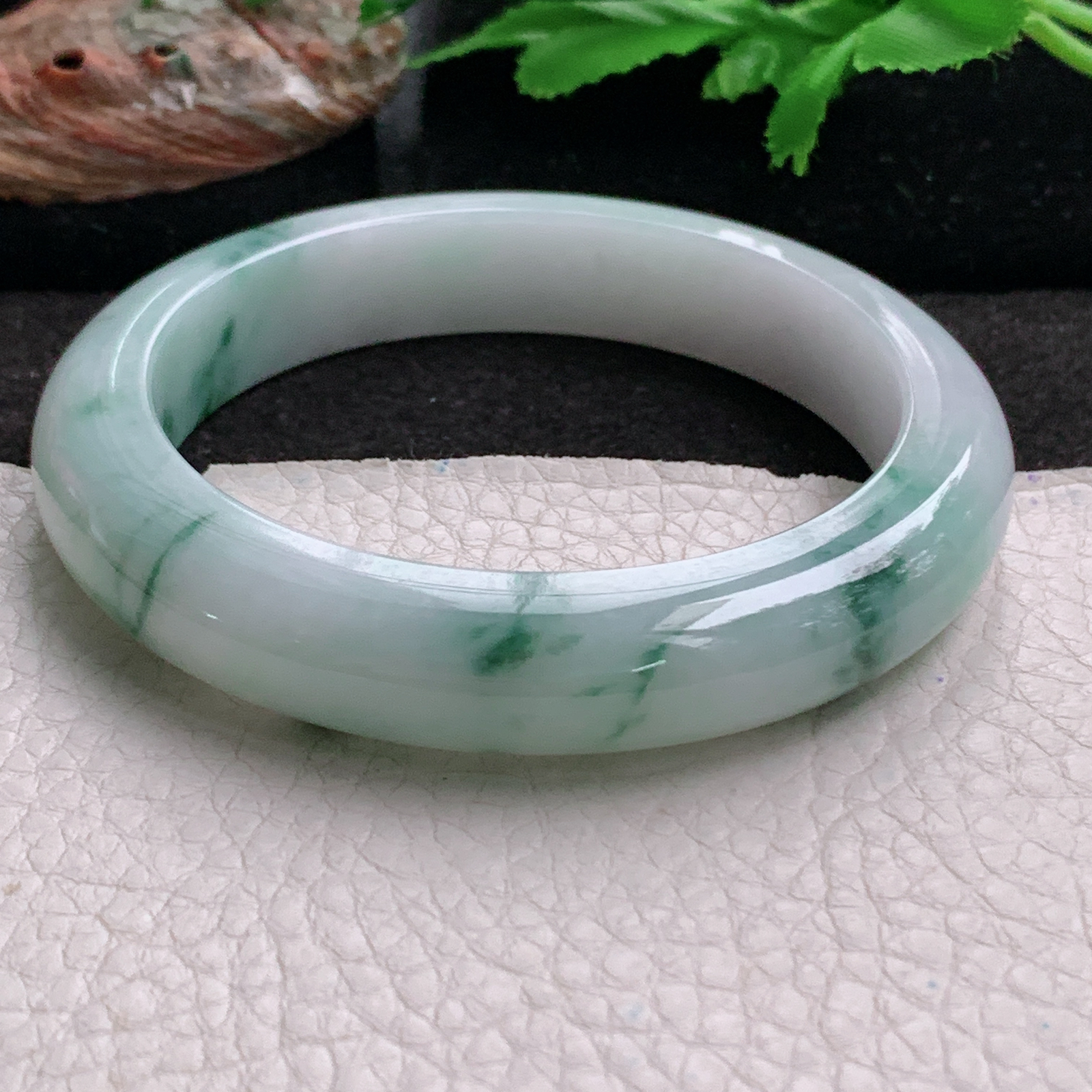 ee大圈口60.3*12.6*9.5平安镯 天然缅甸翡翠a货手镯飘花正圈厚装玉镯子