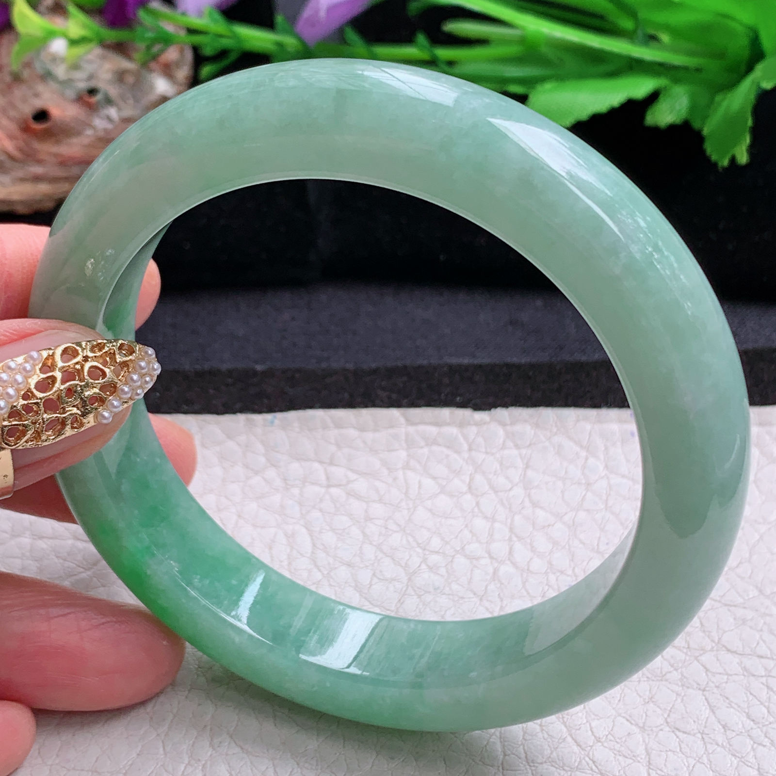 xc大圈口60*12.6*9.8平安镯 天然缅甸翡翠a货手辣绿厚装大气正圈玉镯子