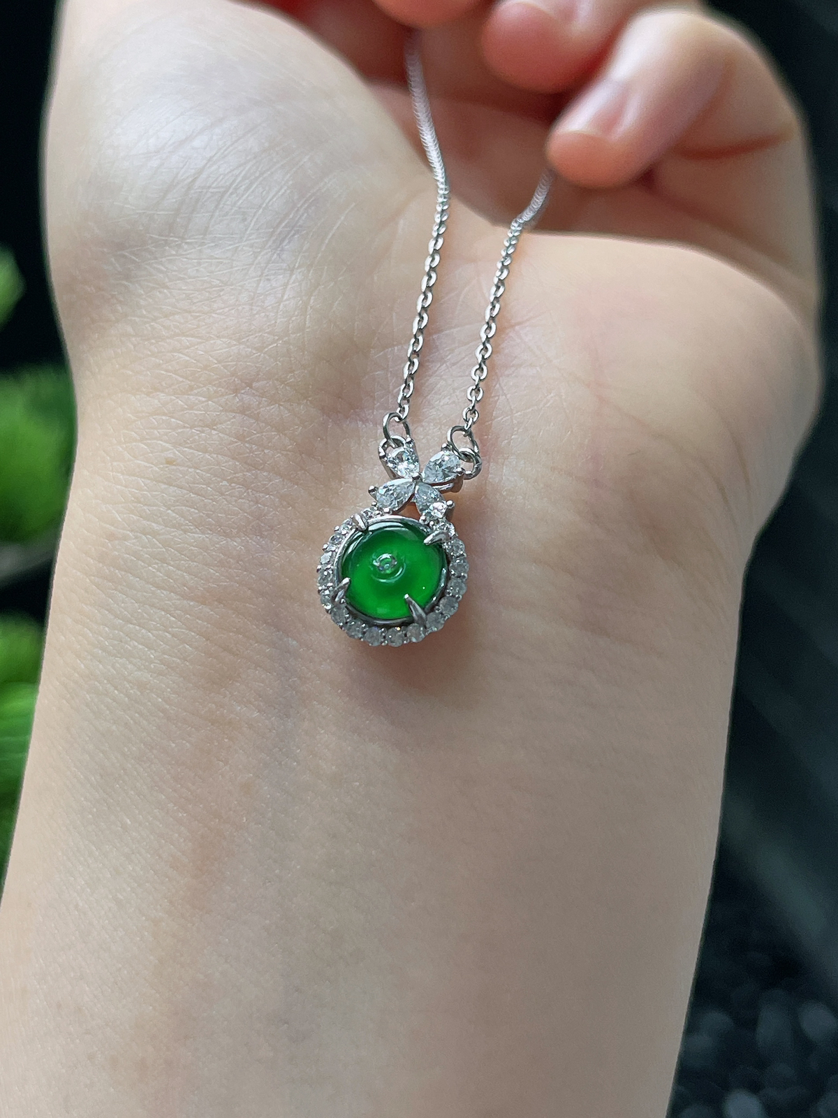 s925银翡翠项链