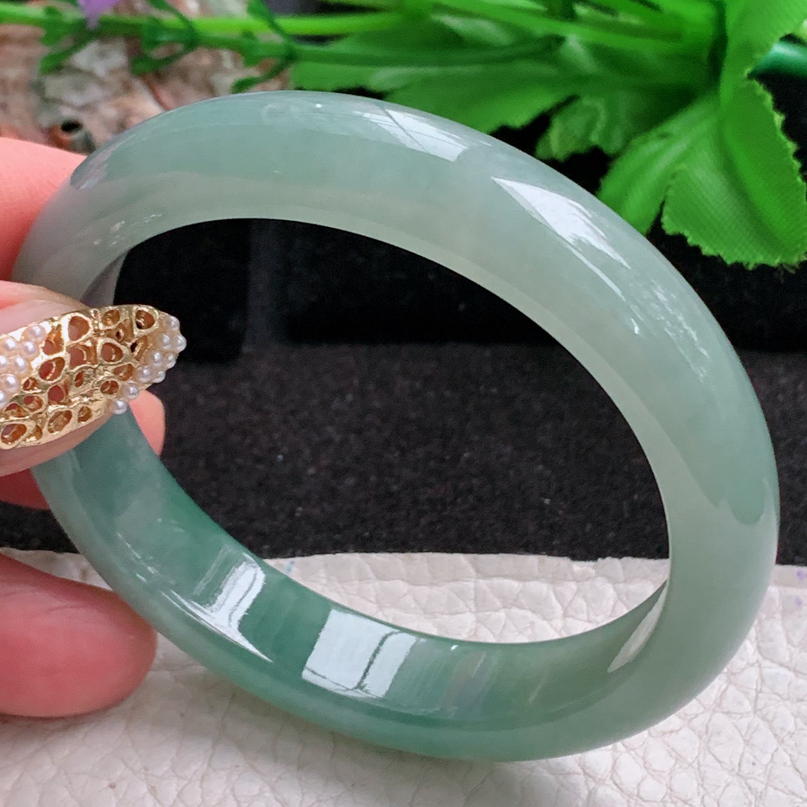 ee实拍53.6*50*12*7.4贵妃镯 天然缅甸翡翠a货手镯冰油蛋形玉镯子