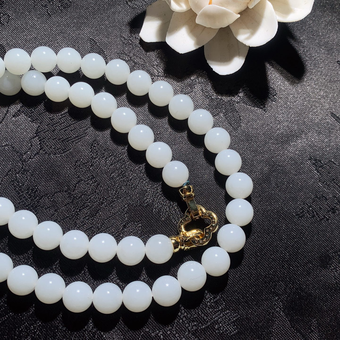 新疆和田玉白玉羊脂白项链 妈妈链！单颗尺寸8！玉质细腻油润 脂粉好，品质好！lt260415