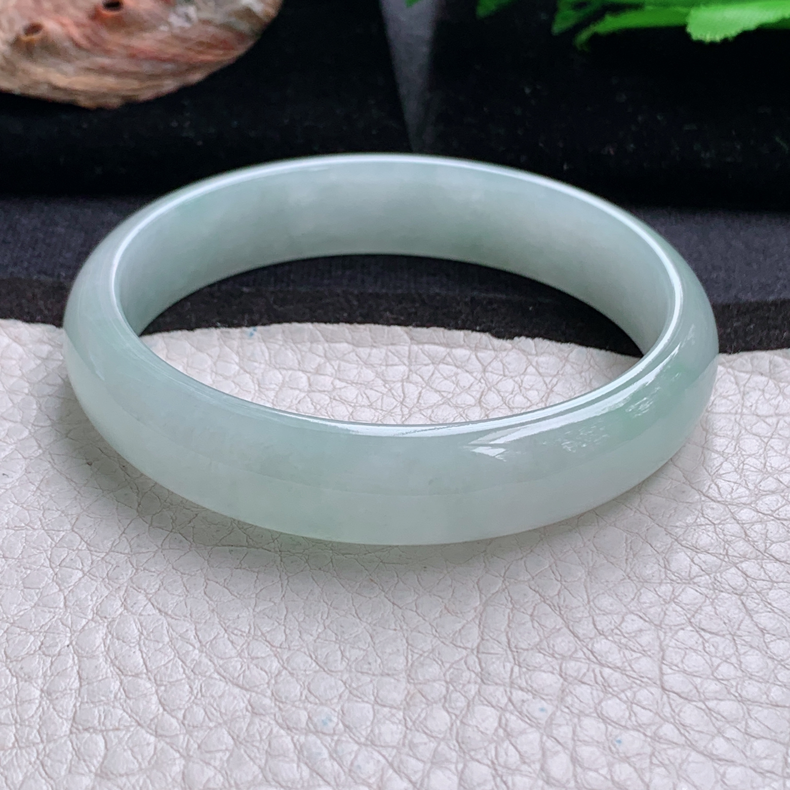 nr实拍59.5*13*6.5平安镯 天然缅甸翡翠a货手镯冰润浅绿正圈玉镯子