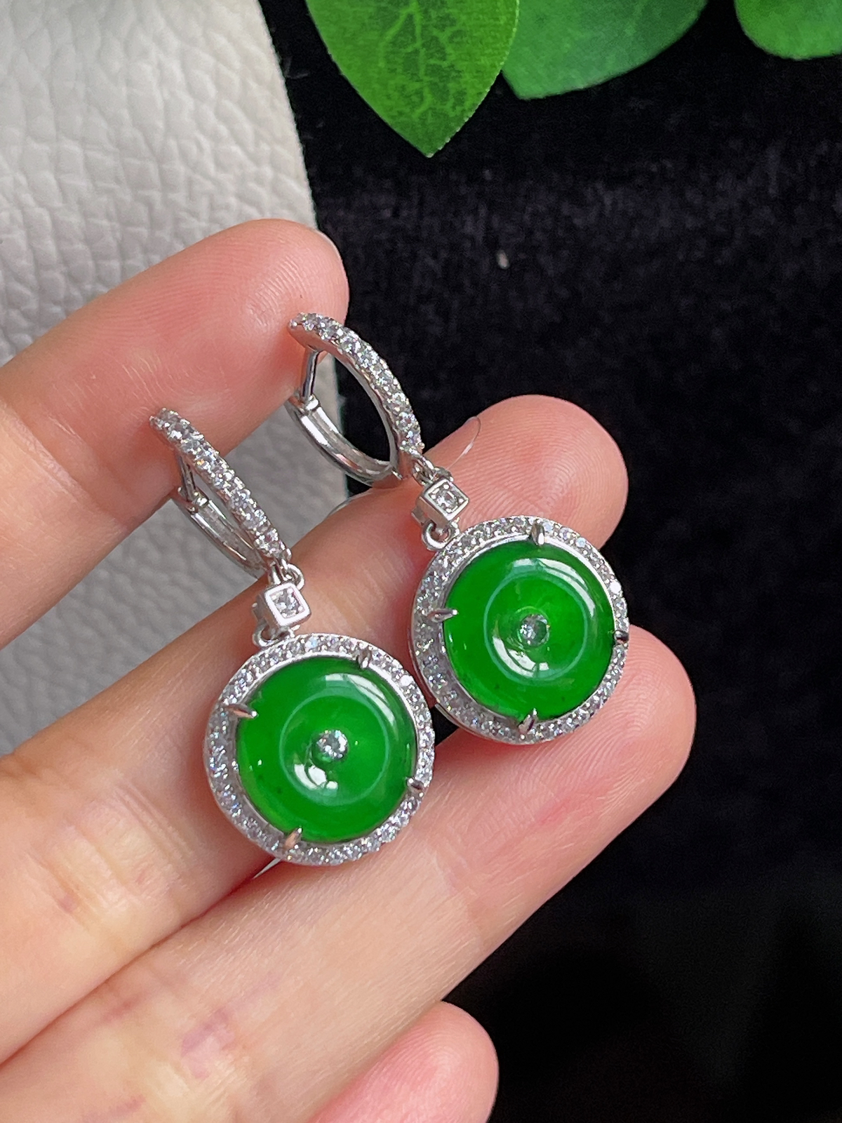 s925银 翡翠耳坠