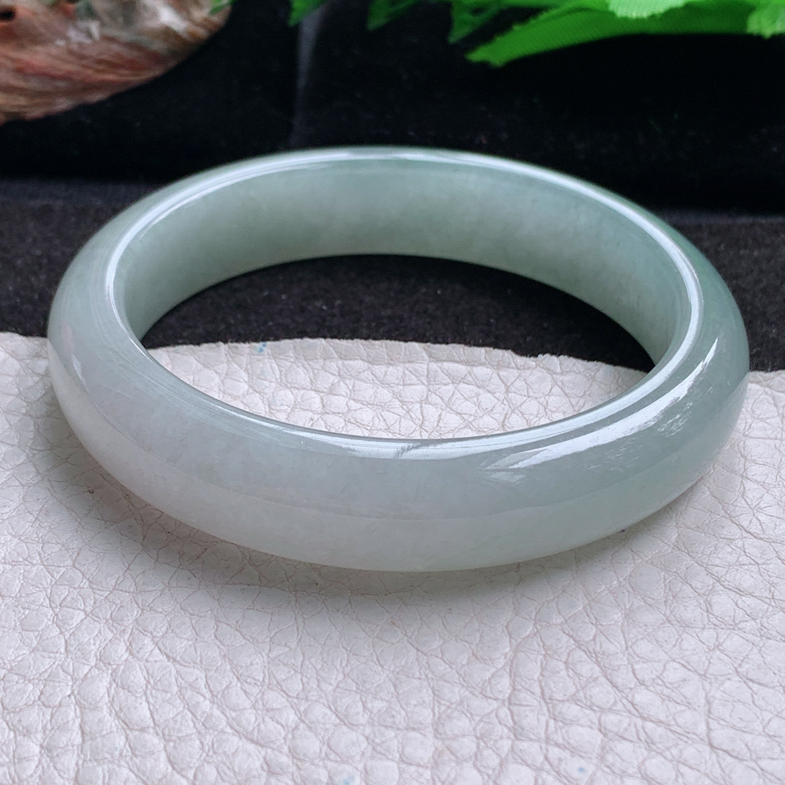 z实拍57*13*8.5平安镯 天然缅甸翡翠a货手冰晴正圈玉镯子