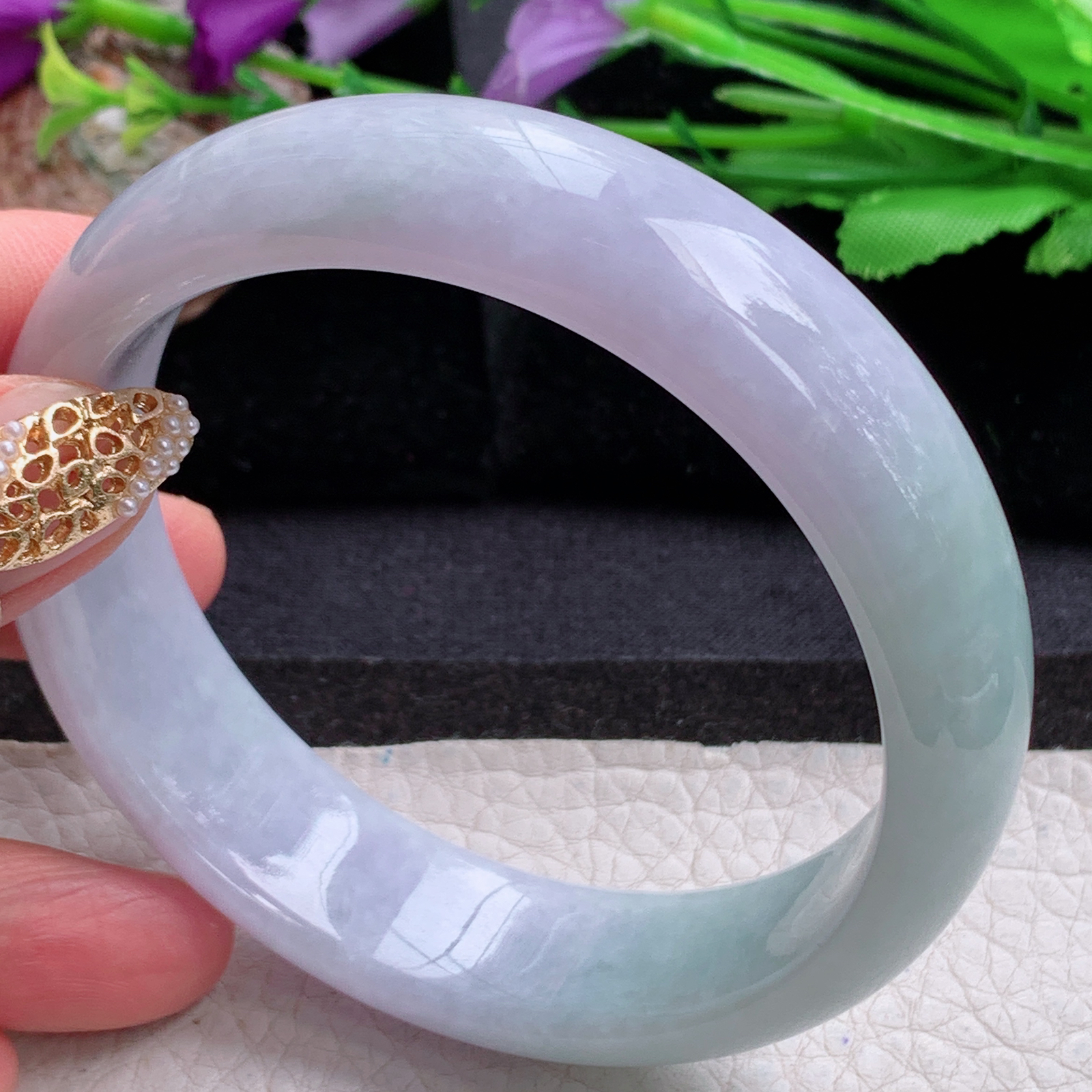 js大圈口62*17.6*8.2轮胎镯 天然缅甸翡翠a货手镯春带彩正圈玉镯子