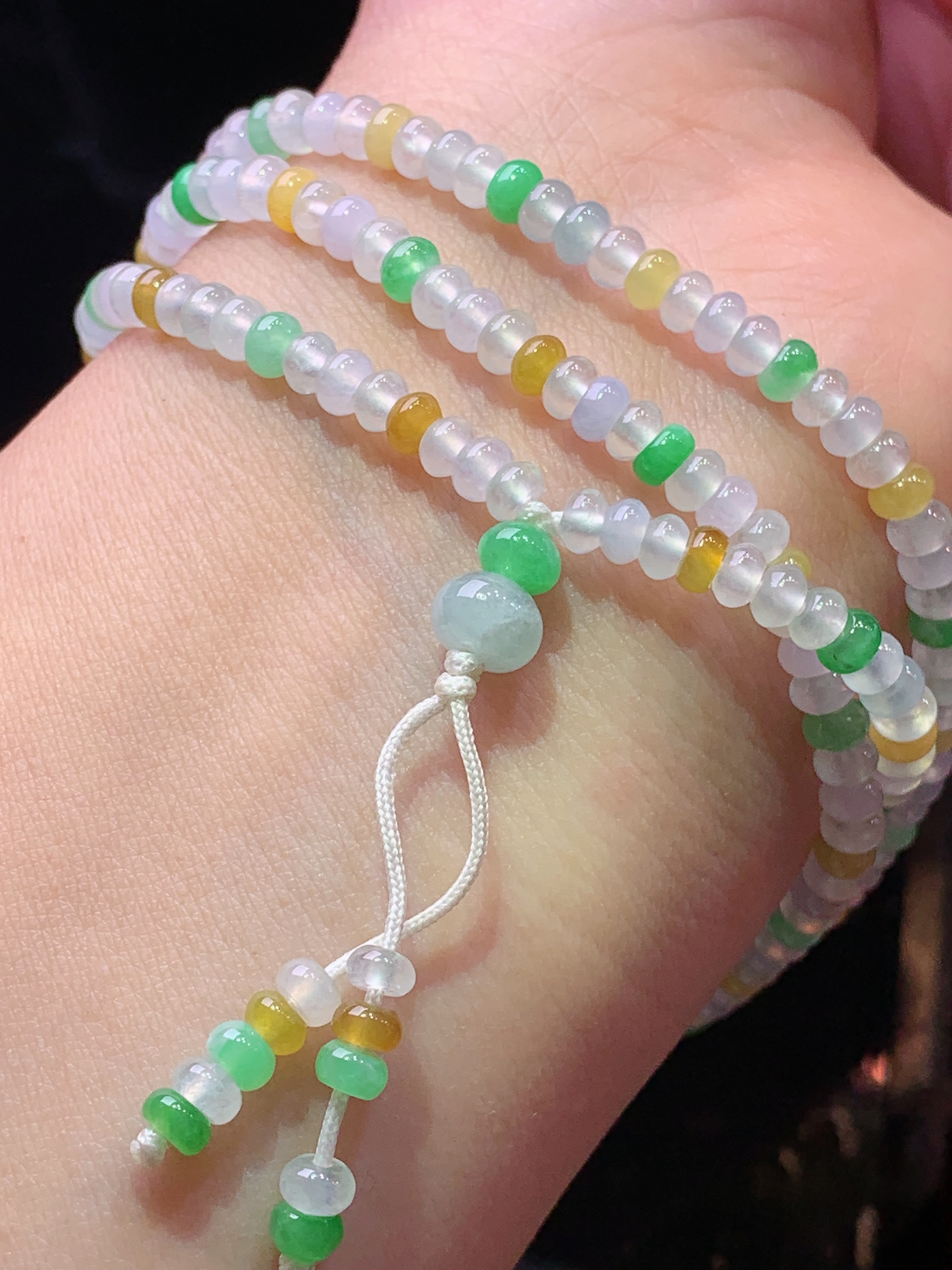 多彩算盘珠项链  玉质细腻 色泽艳丽清新 水润亮眼 整体尺寸4*2.5c5