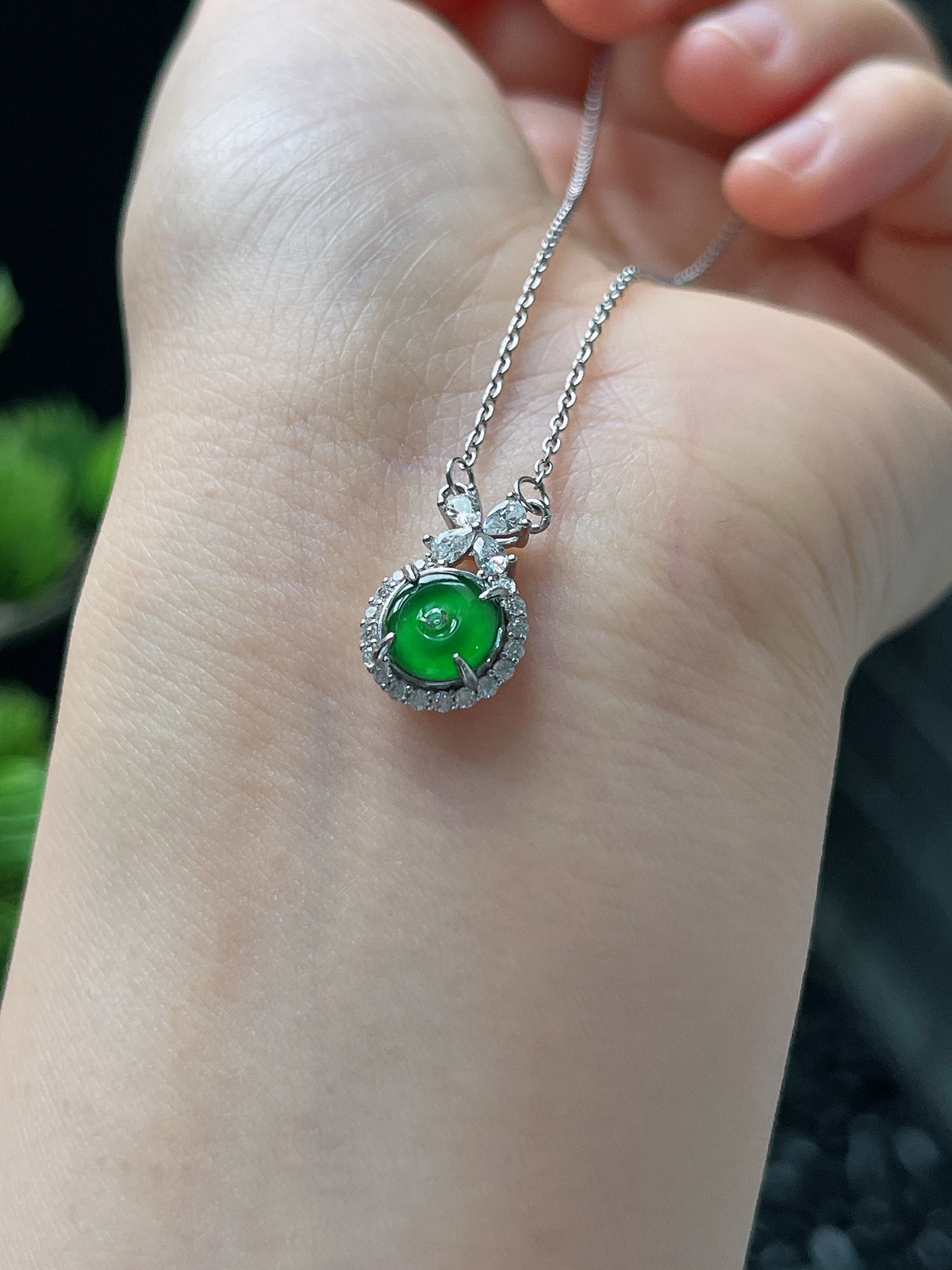 s925银翡翠项链