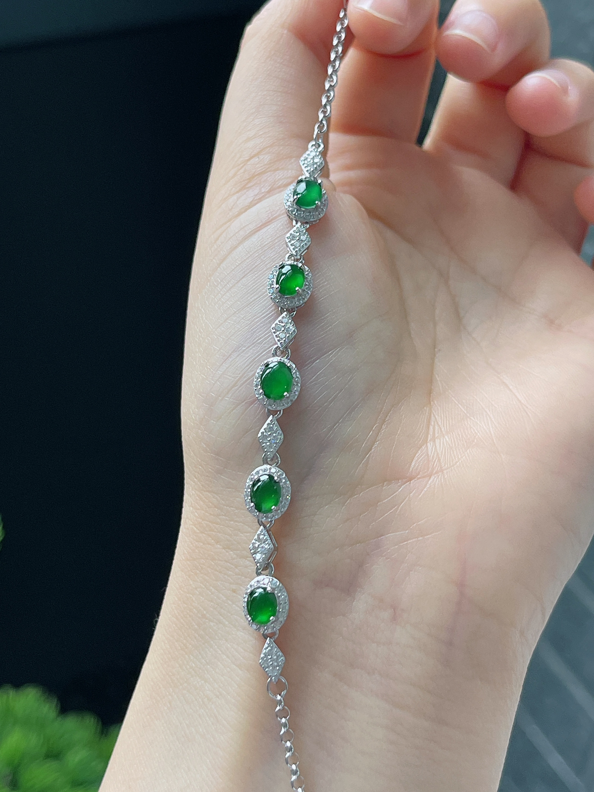 s925银 翡翠手链