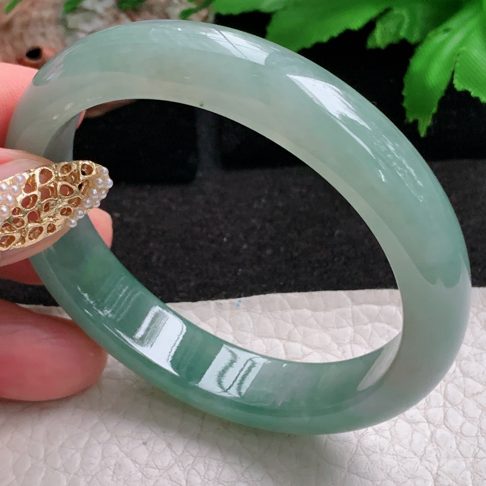 ee实拍53.6*50*12*7.4贵妃镯 天然缅甸翡翠a货手镯冰油蛋形玉镯子