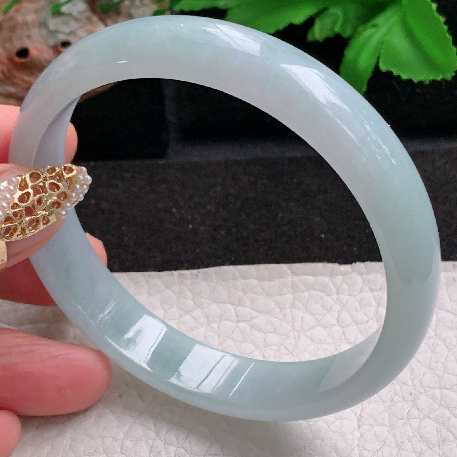 ee大圈口61*12.5*6.3平安镯 天然缅甸翡翠a货手镯冰晴正圈玉镯子