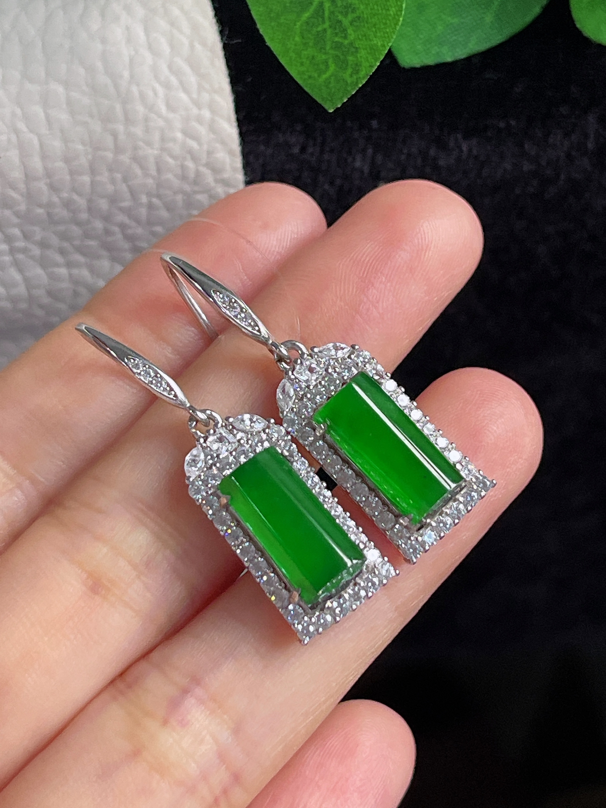 s925银 翡翠耳坠