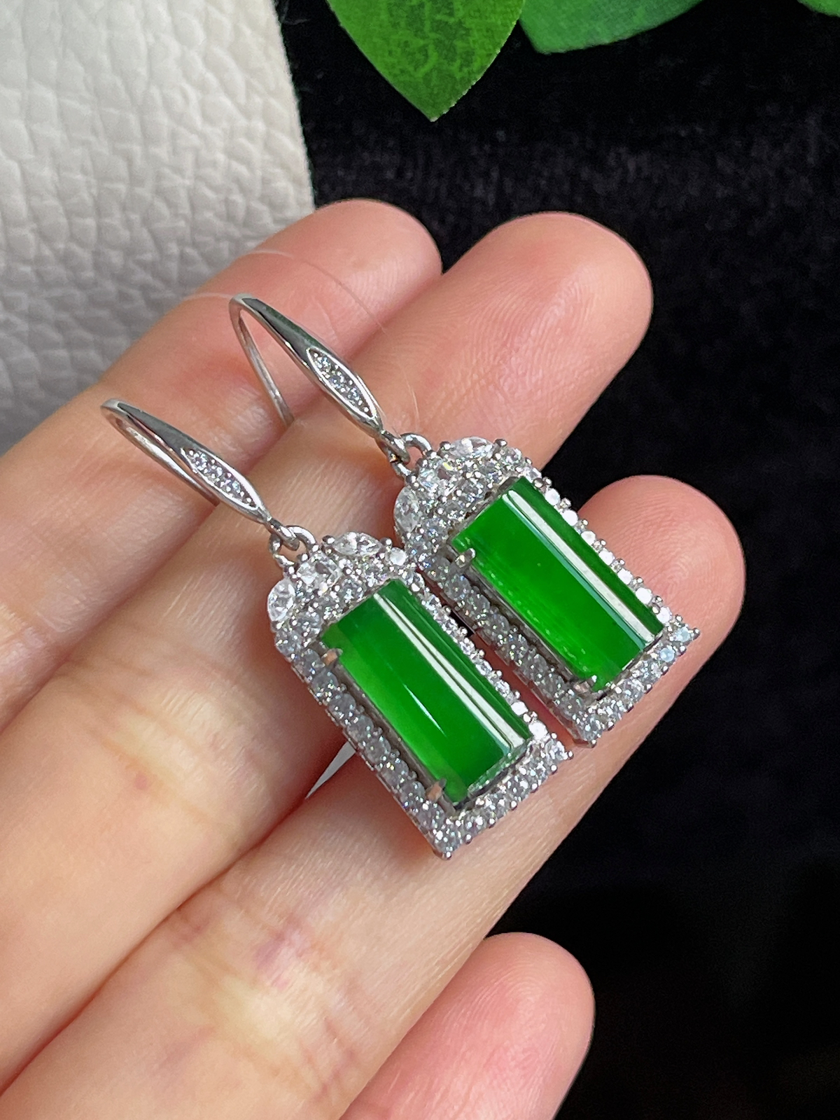 s925银 翡翠耳坠