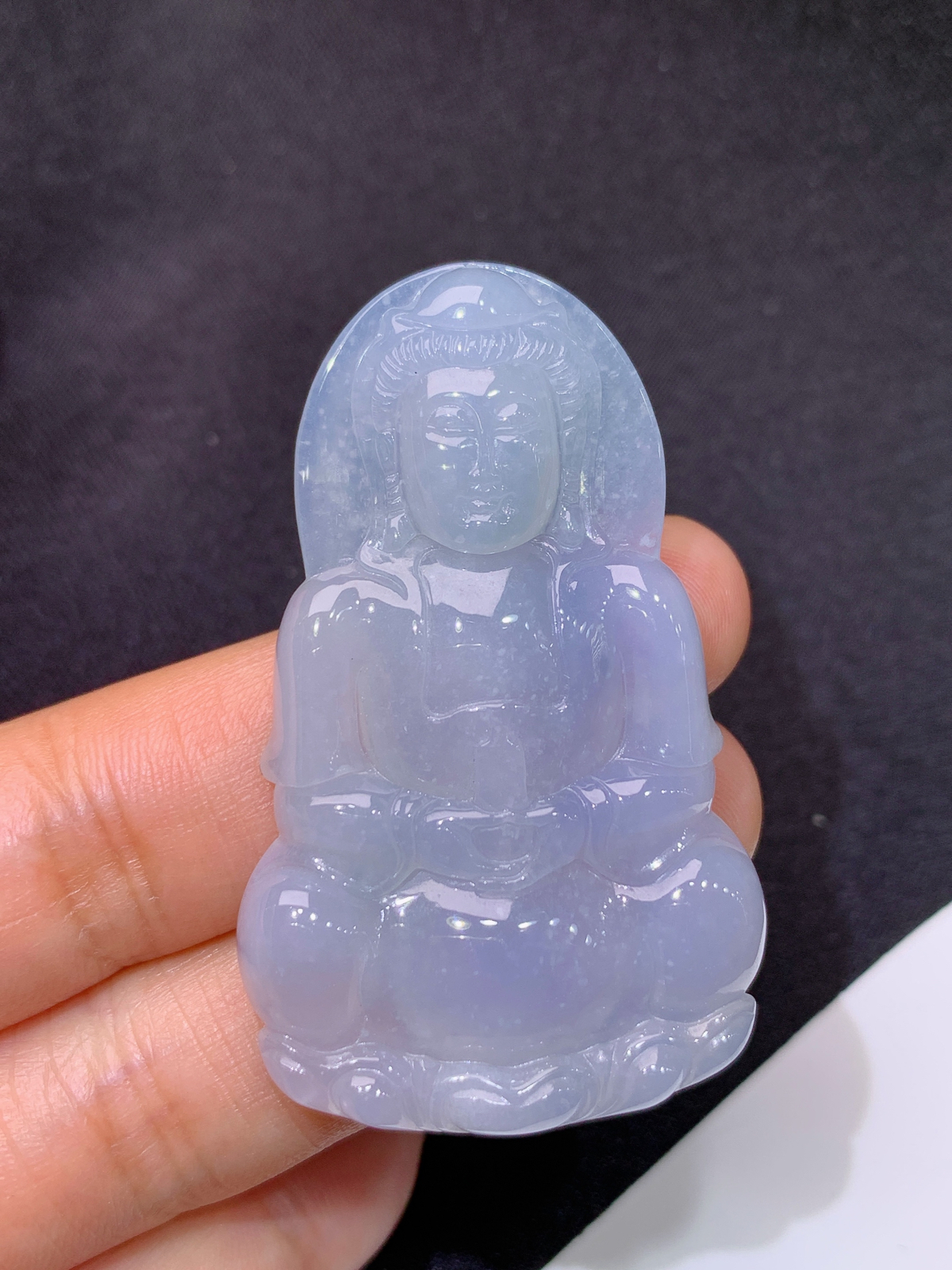 紫罗兰观音，冰润鲜艳，玉质细腻，种水足，001 尺寸50.2*31*5.4