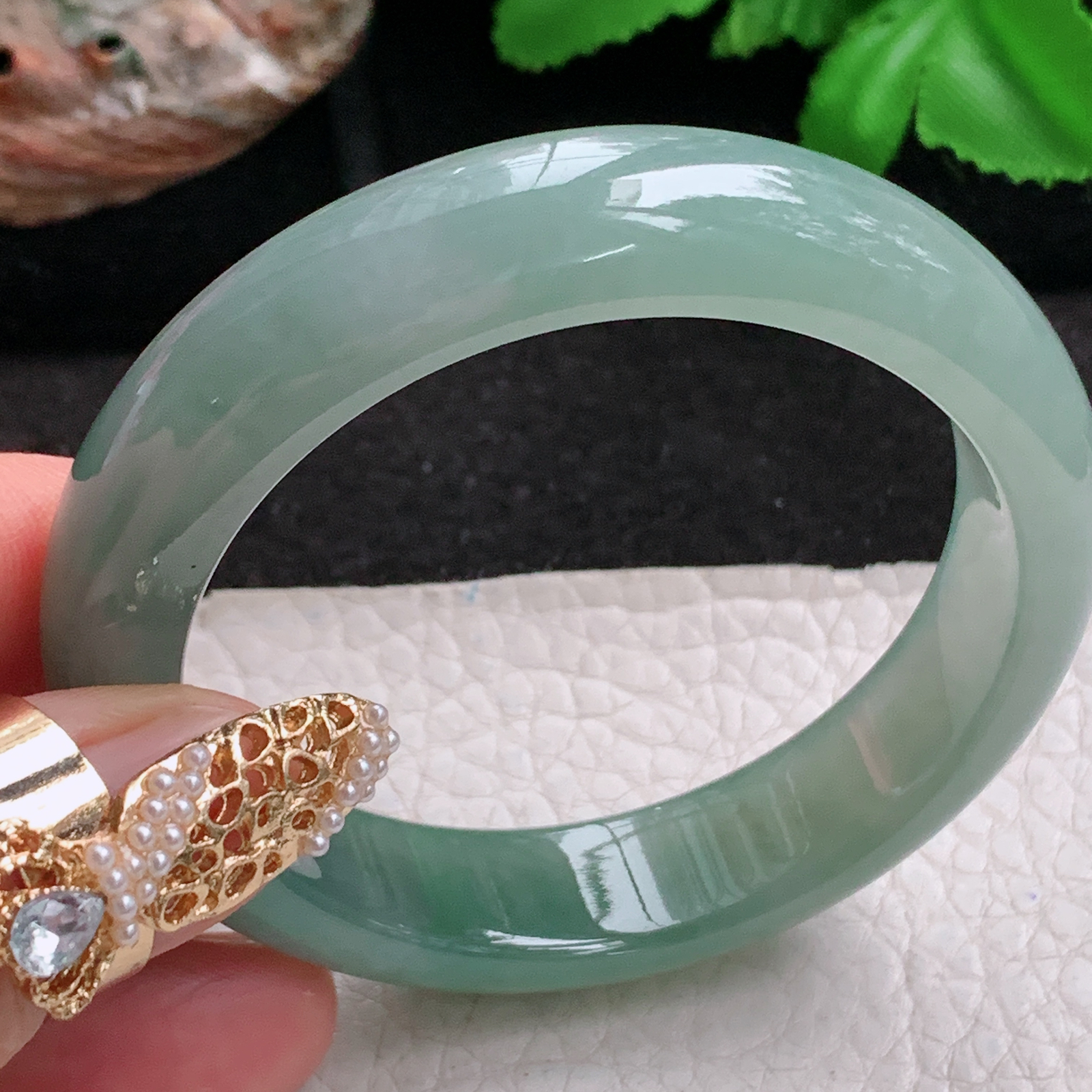 ee实拍53.6*50*12*7.4贵妃镯 天然缅甸翡翠a货手镯冰油蛋形玉镯子