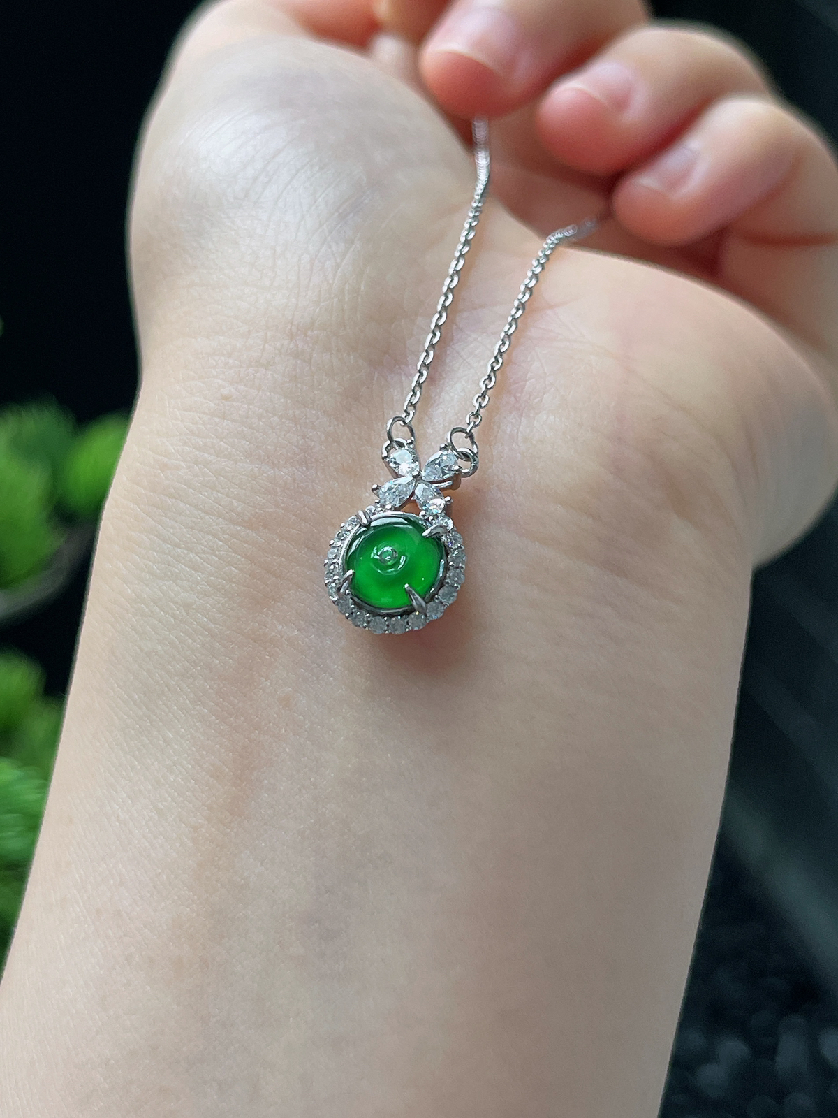 s925银翡翠项链